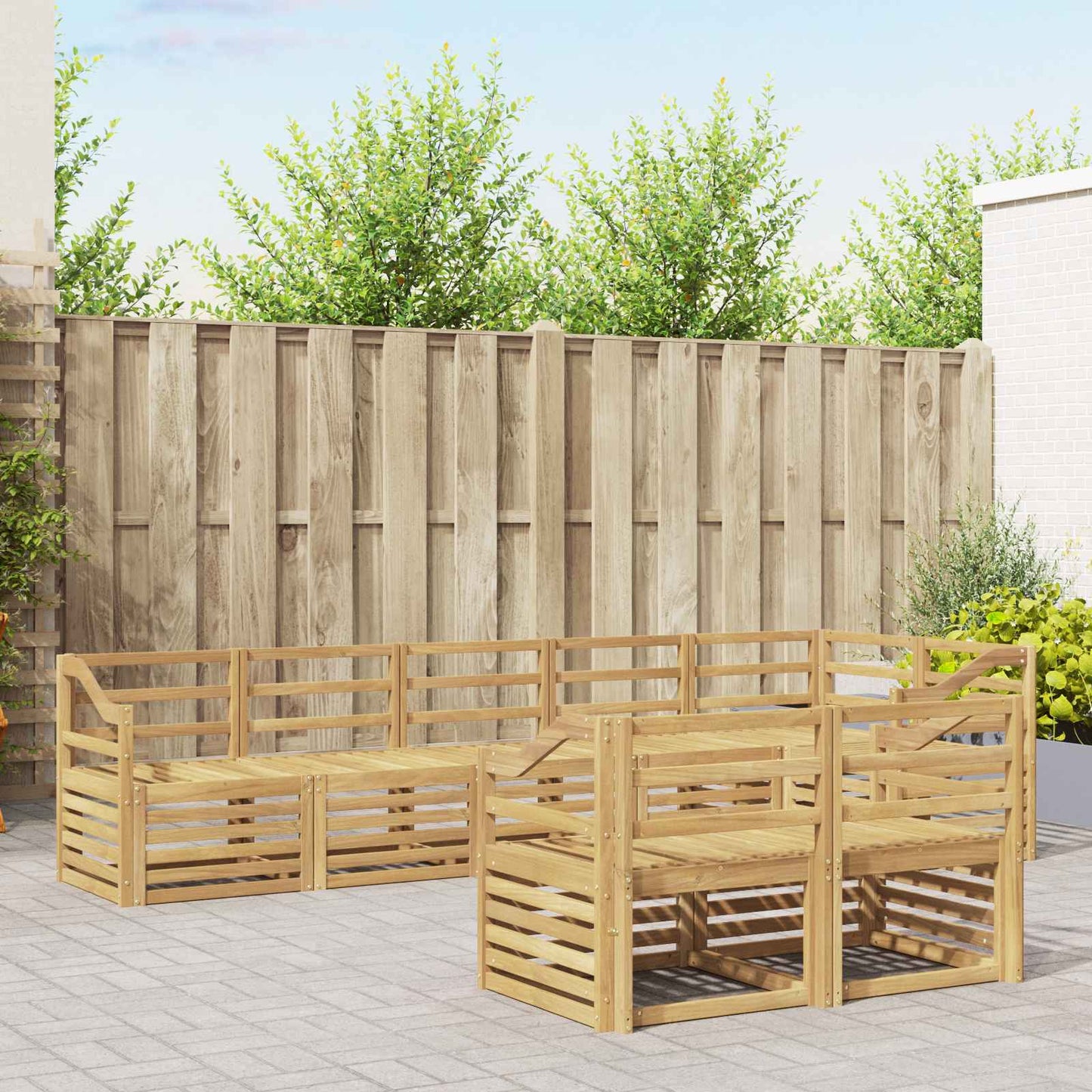 Utendørs sofa-sett 8 pcs Hvit 304 x 126,5 x 73 cm