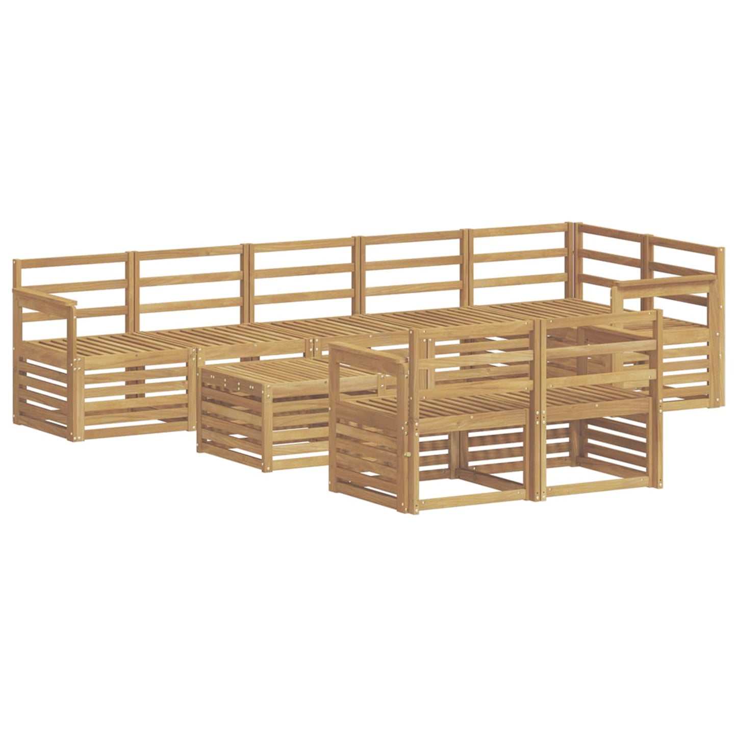 Utendørs sofa-sett 9 pcs Hvit 59 x 59 x 37 cm Solid akasietre