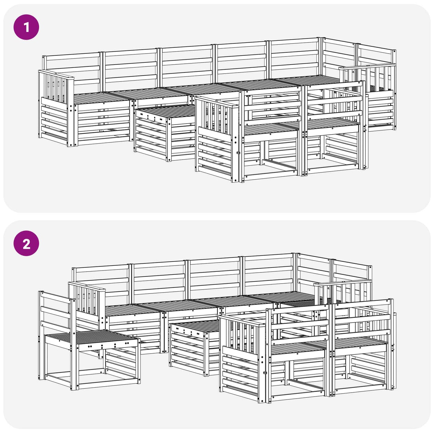 Utendørs sofa-sett 9 pcs Hvit 59 x 59 x 37 cm Solid akasietre