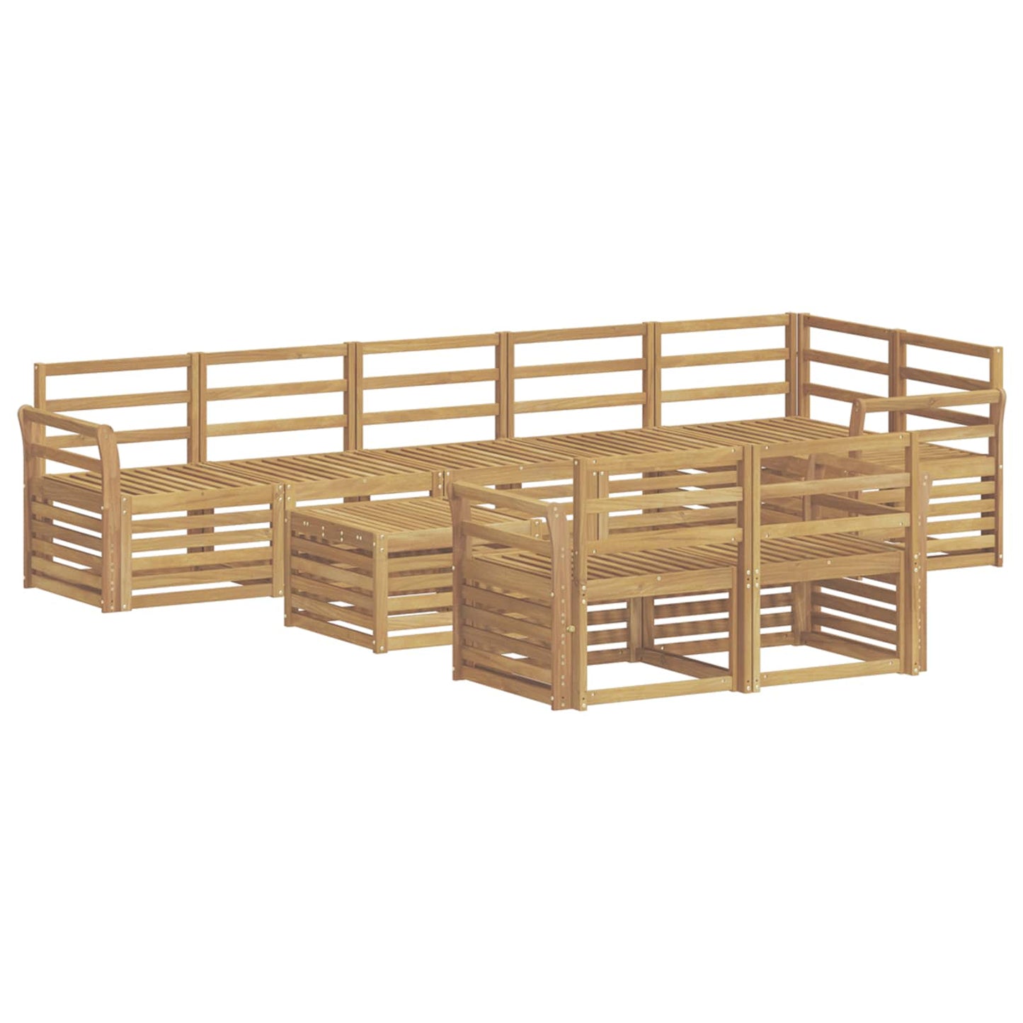 Utendørs sofa-sett 9 pcs Hvit 59 x 59 x 37 cm Solid akasietre