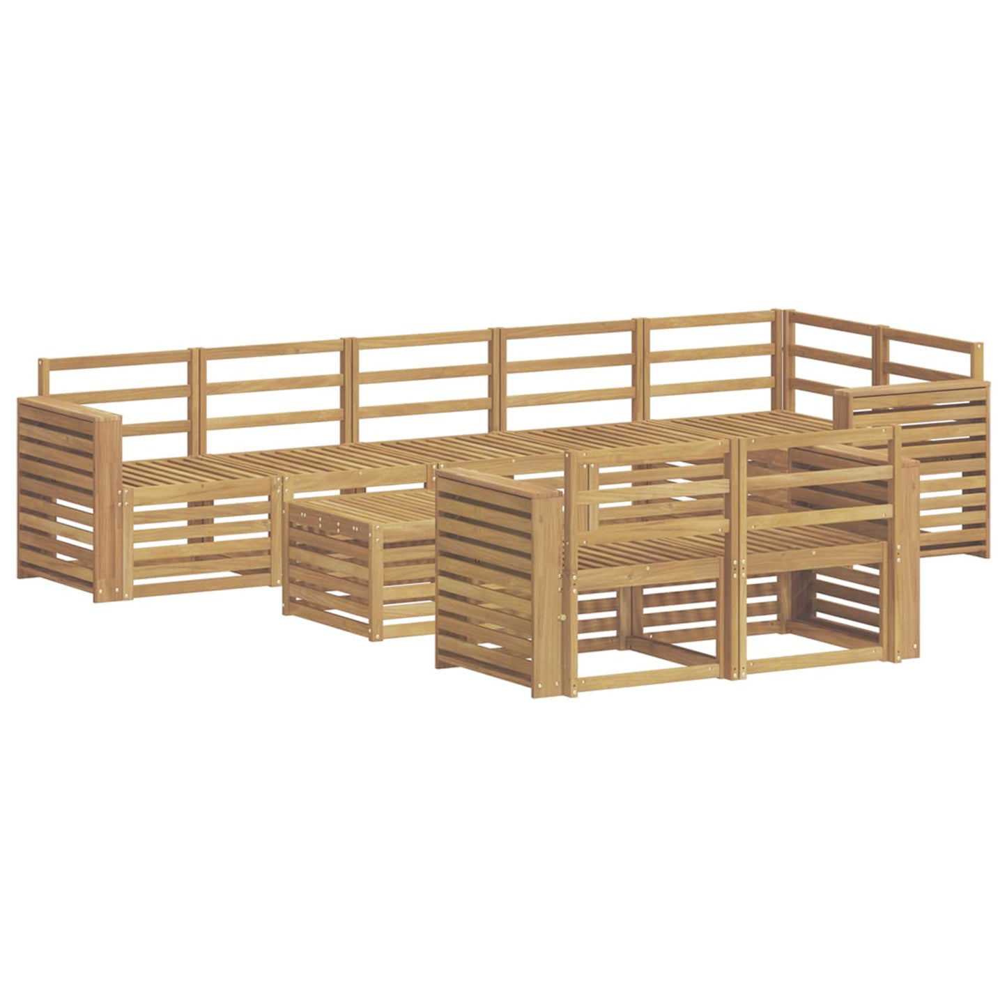 Utendørs sofa-sett 9 pcs Hvit 59 x 59 x 37 cm Solid akasietre
