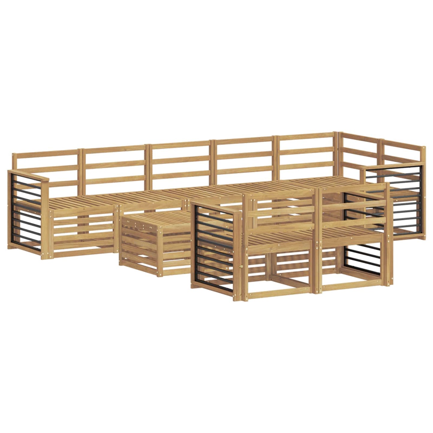 Utendørs sofa-sett 9 pcs Hvit 59 x 59 x 37 cm Solid akasietre