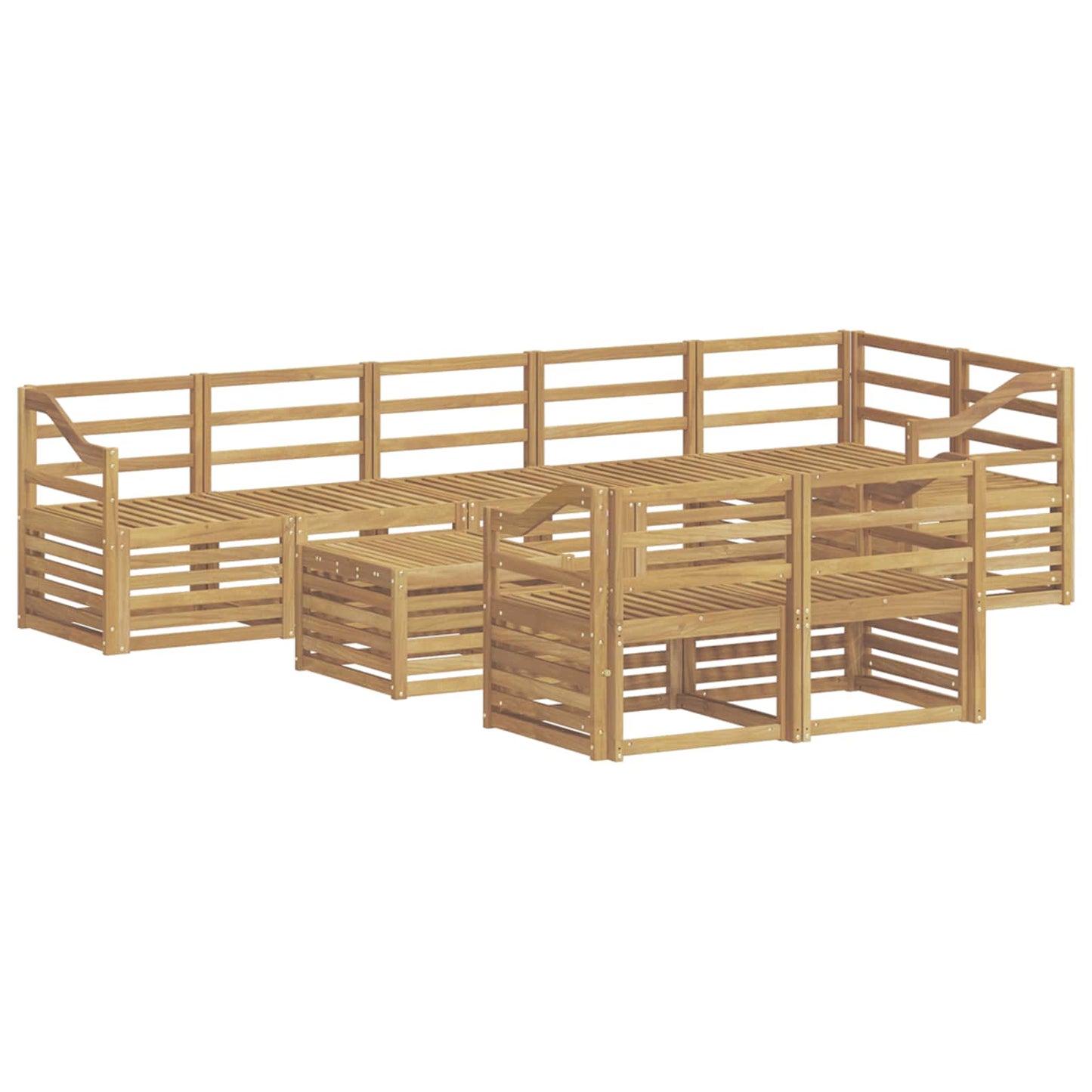 Utendørs sofa-sett 9 pcs Hvit 59 x 59 x 37 cm Solid akasietre