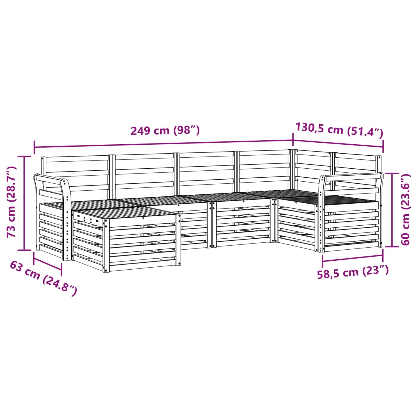 Utendørs sofa-sett 6 pcs Hvit Polyester