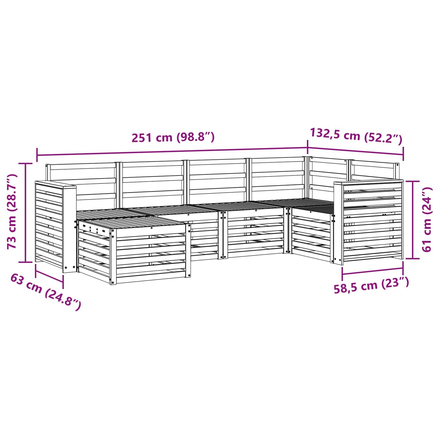 Utendørs sofa-sett 6 pcs Hvit Polyester