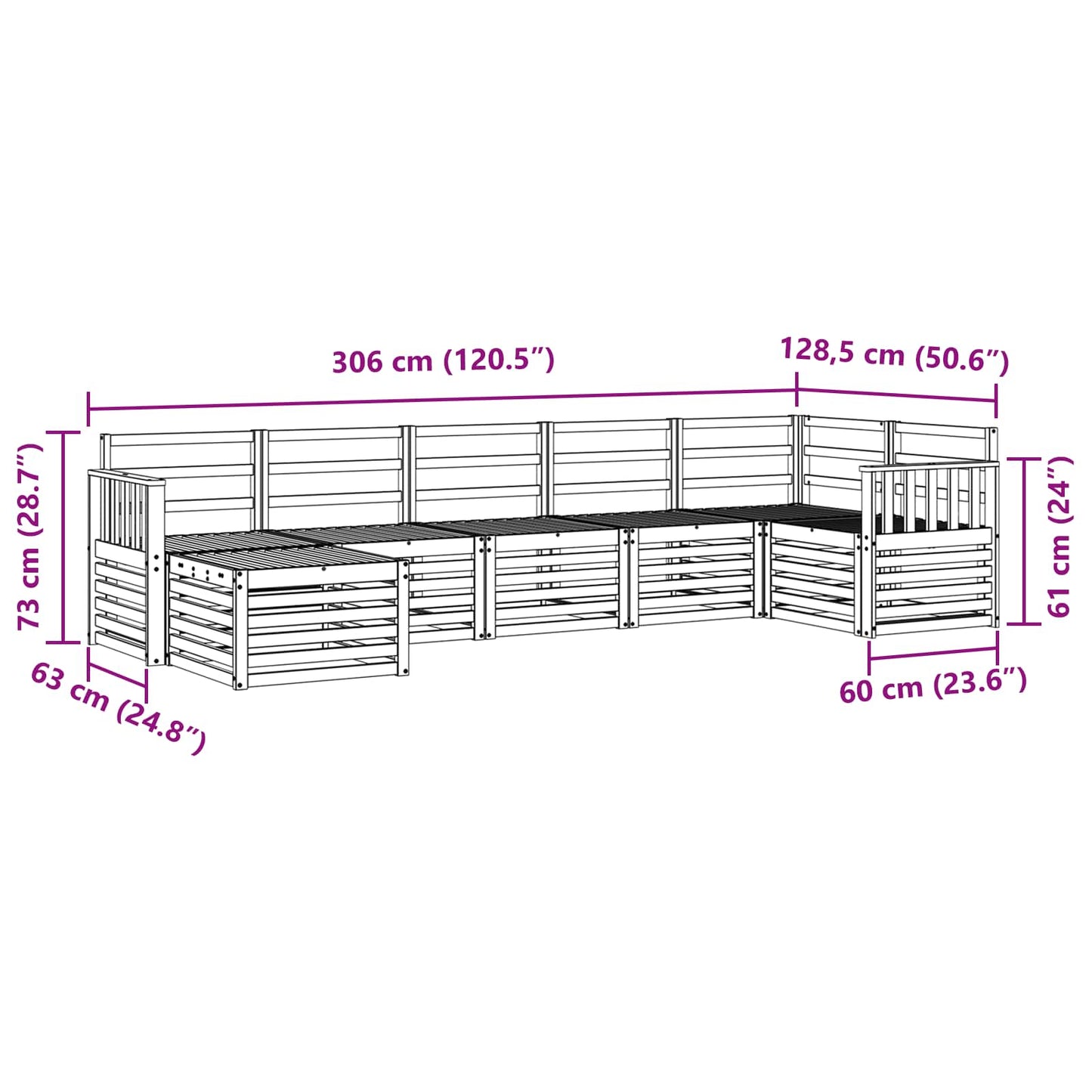 Utendørs sofa-sett 7 pcs Hvit