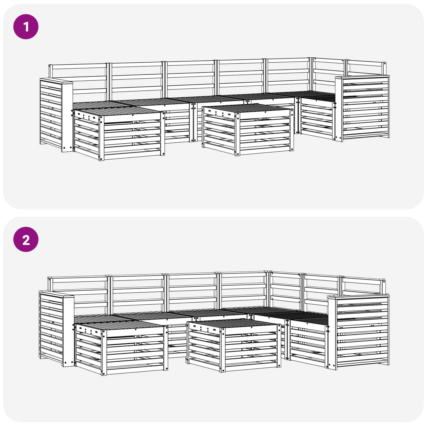 Utendørs sofa-sett 8 pcs Hvit 59 x 59 x 37 cm Solid akasietre