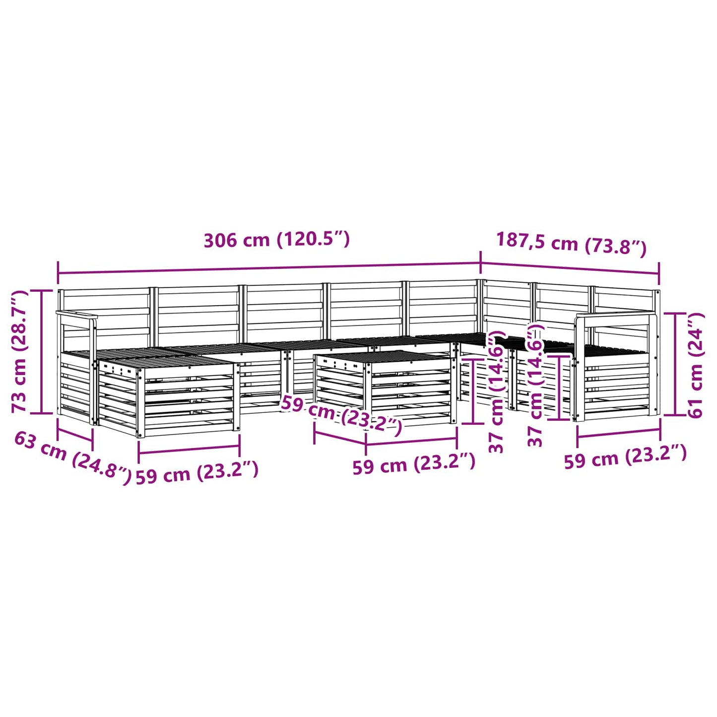 Sofasett Solid akasietre