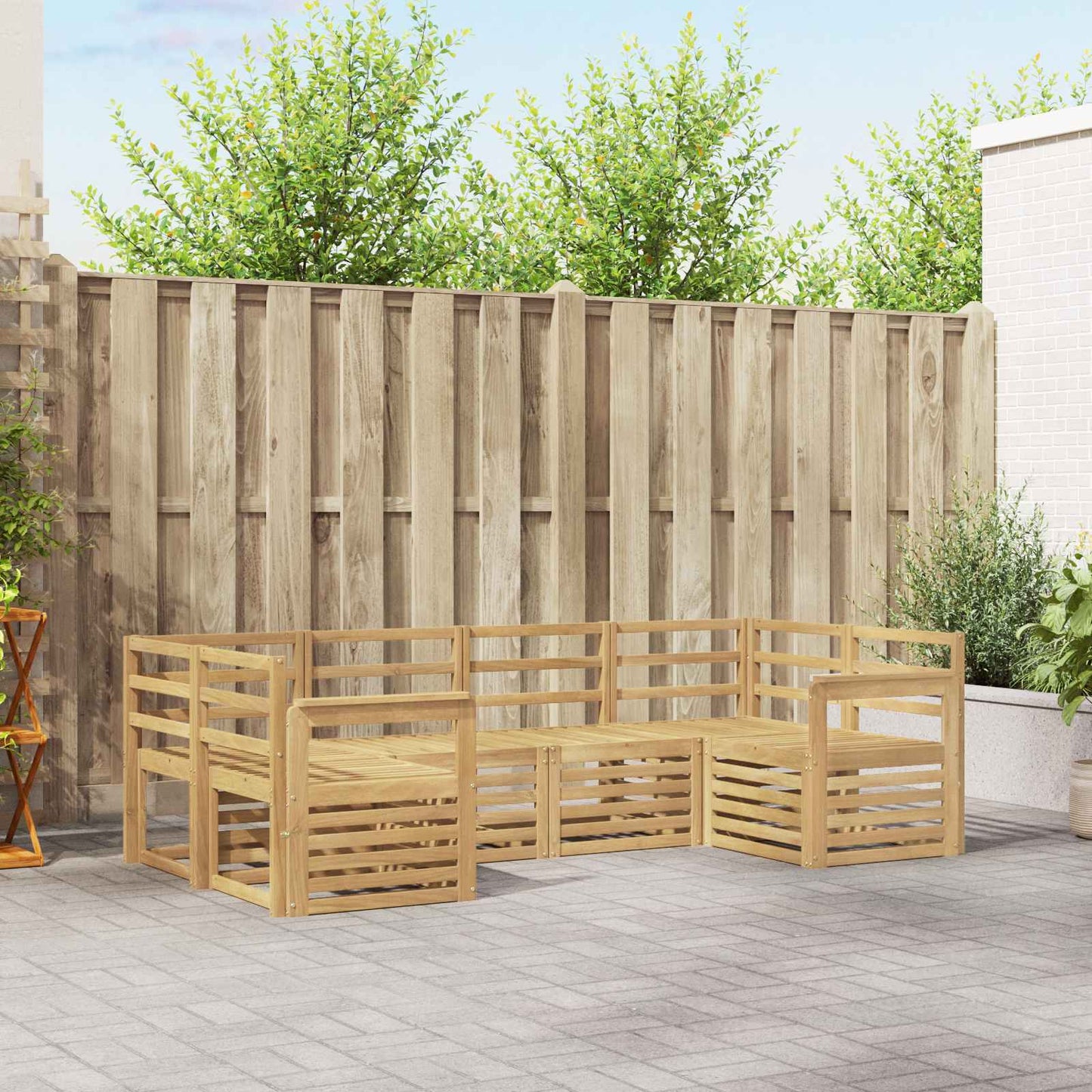 Utendørs sofa-sett 6 pcs Hvit 245 x 128,5 x 73 cm