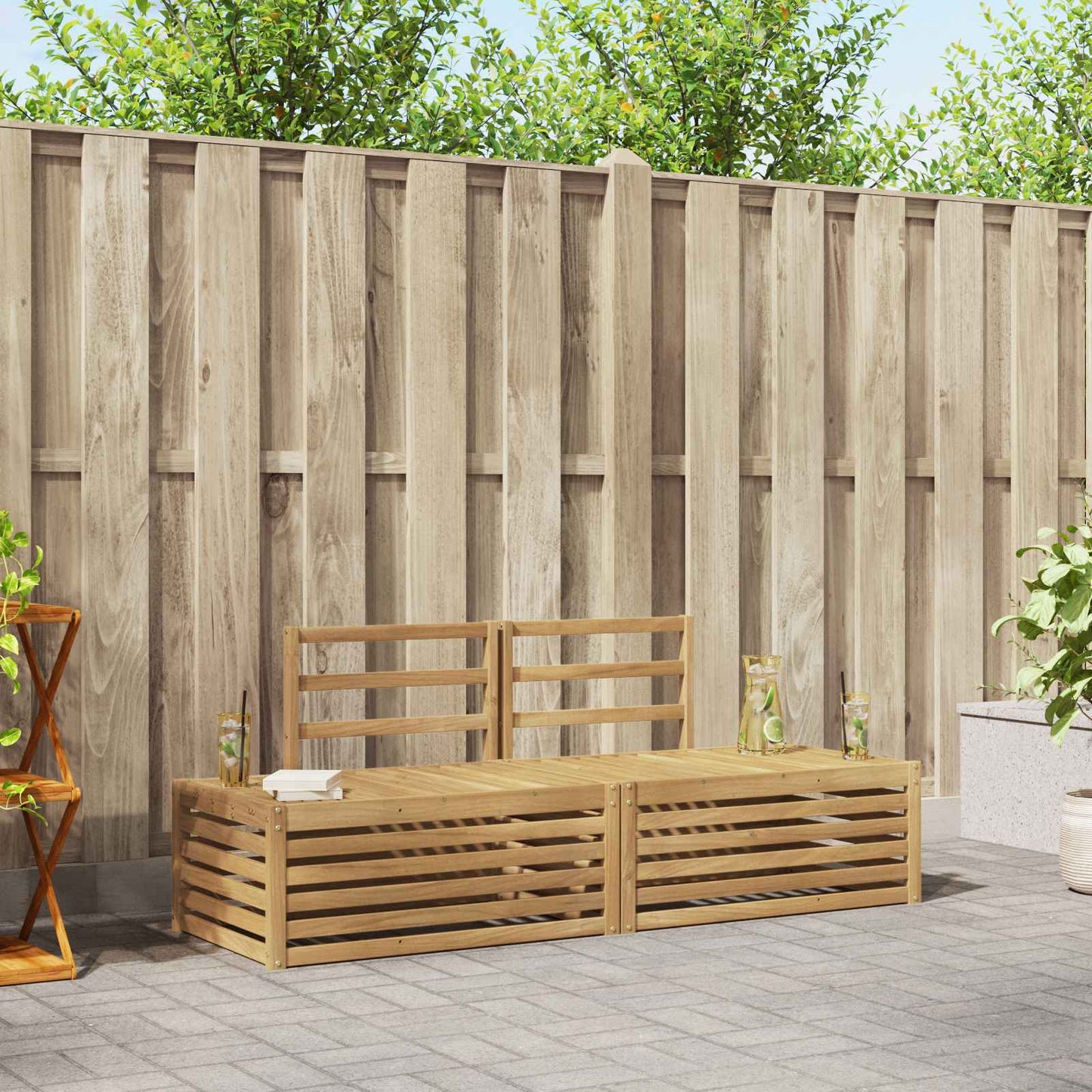 Utendørs sofa-sett 3 Stk Hvit 182,5 x 63 x 73 cm