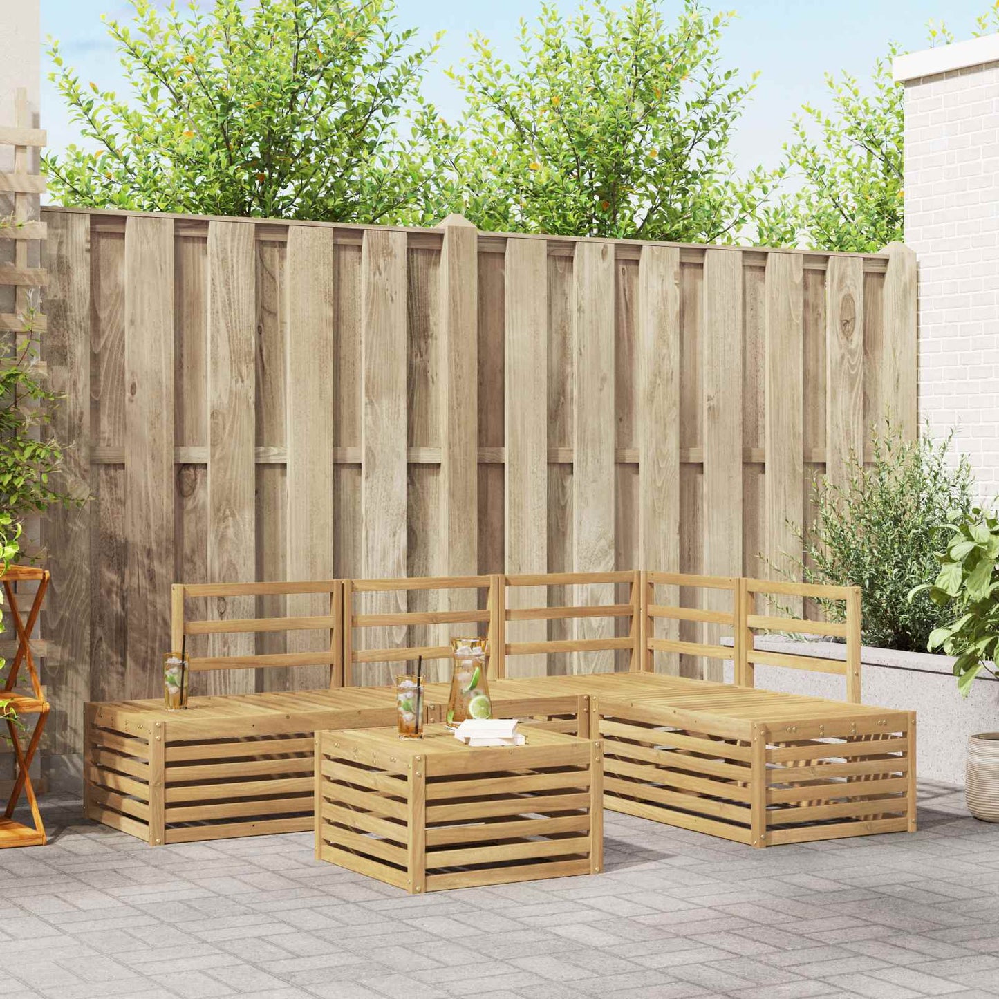 Utendørs sofa-sett 5 Stk Hvit