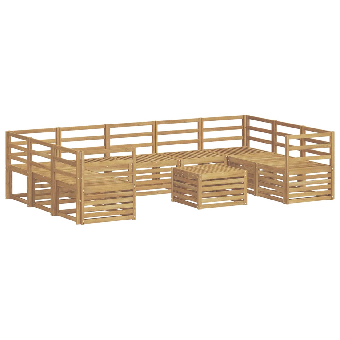 Utendørs sofa-sett 10 pcs Hvit 59 x 59 x 37 cm Solid akasietre
