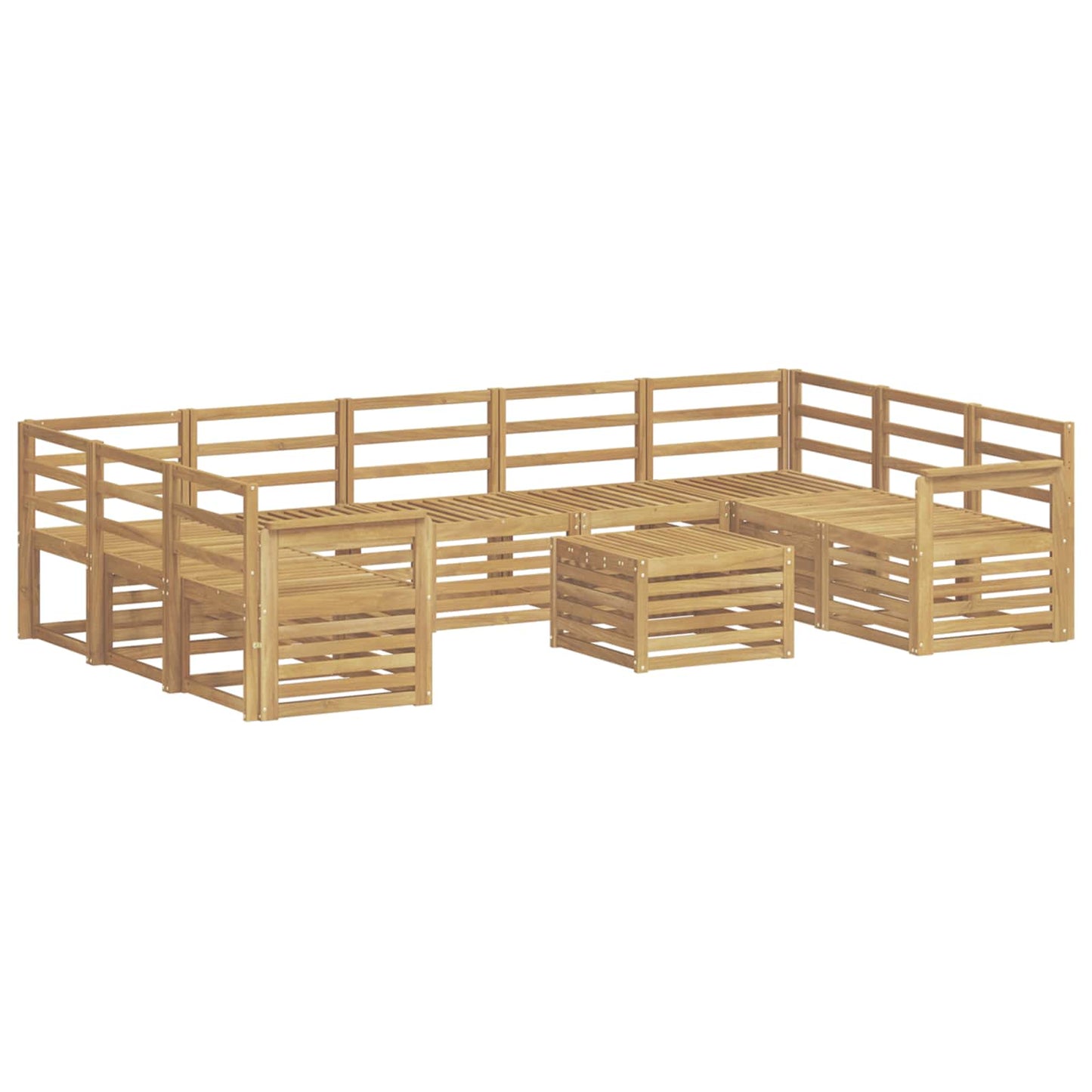 Utendørs sofa-sett 10 pcs Hvit 59 x 59 x 37 cm Solid akasietre