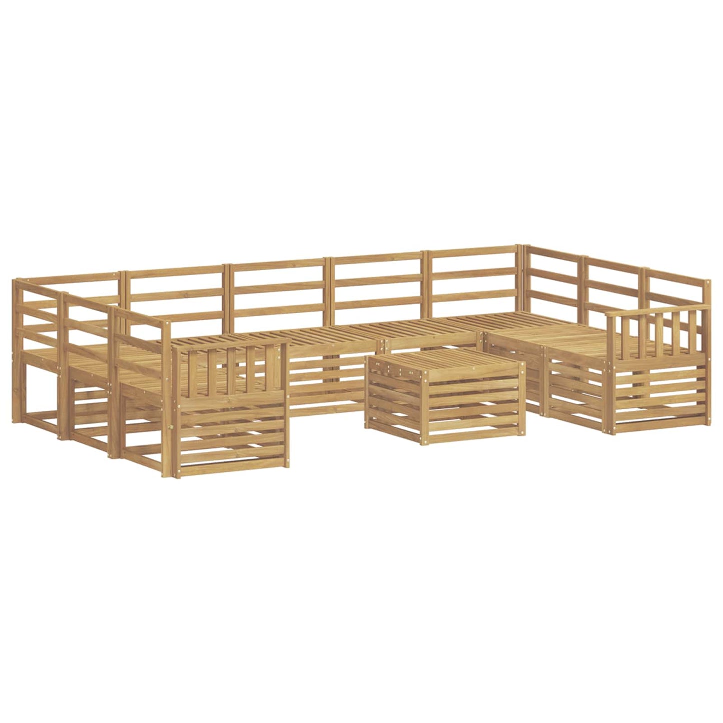 Utendørs sofa-sett 10 pcs Hvit 59 x 59 x 37 cm Solid akasietre