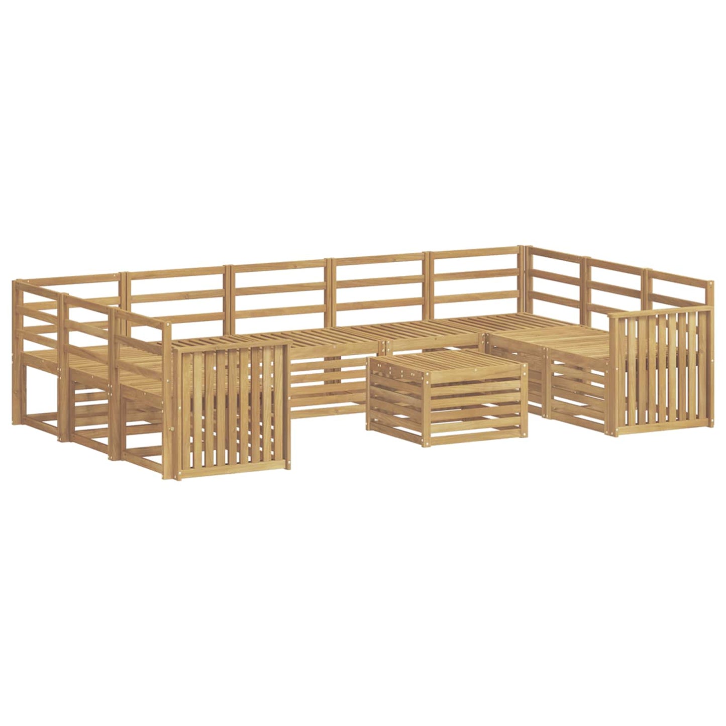 Utendørs sofa-sett 10 pcs Hvit 59 x 59 x 37 cm Solid akasietre