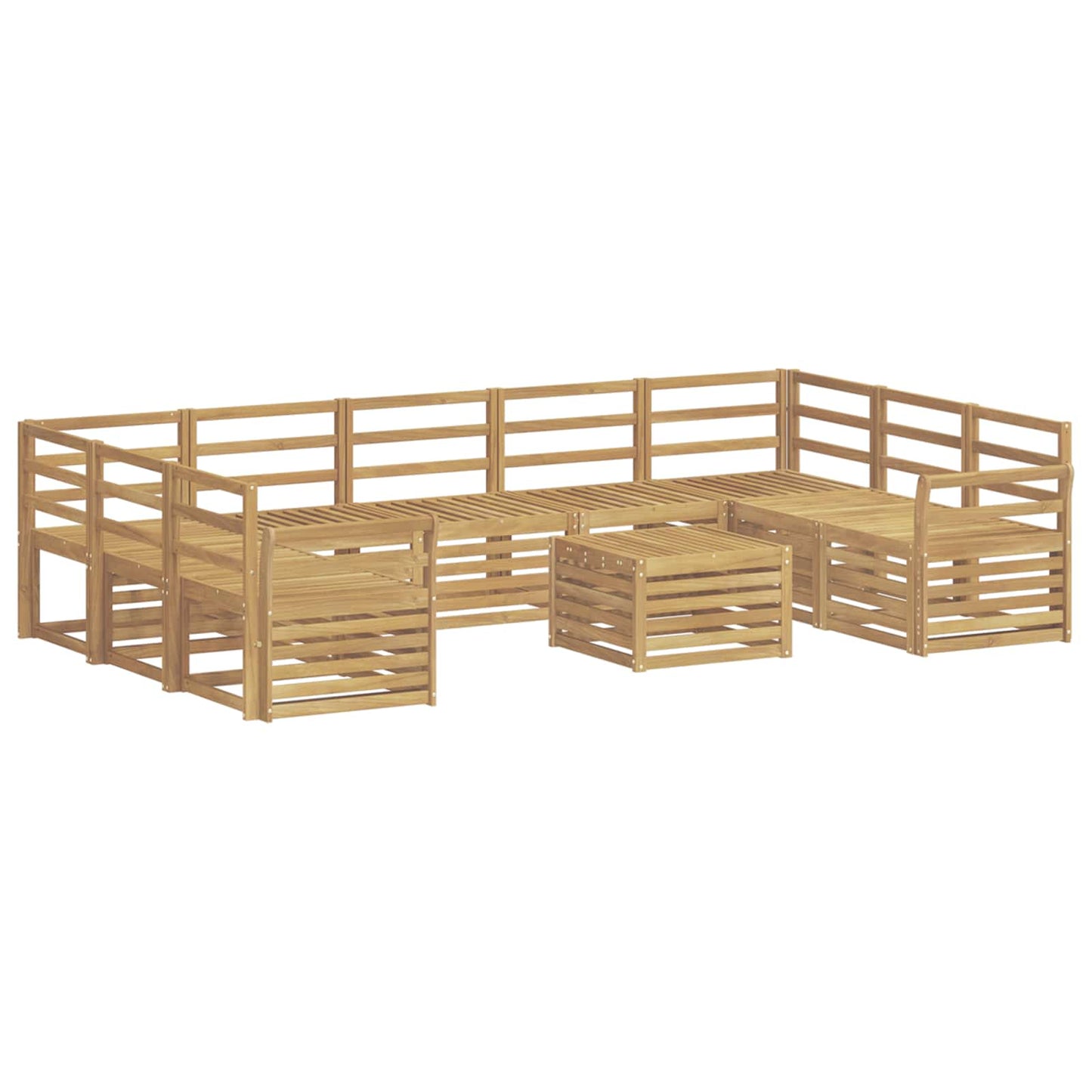 Utendørs sofa-sett 10 pcs Hvit 59 x 59 x 37 cm Solid akasietre