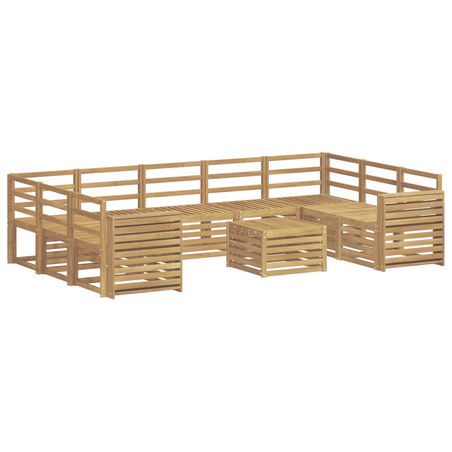 Utendørs sofa-sett 10 pcs Hvit 59 x 59 x 37 cm Solid akasietre