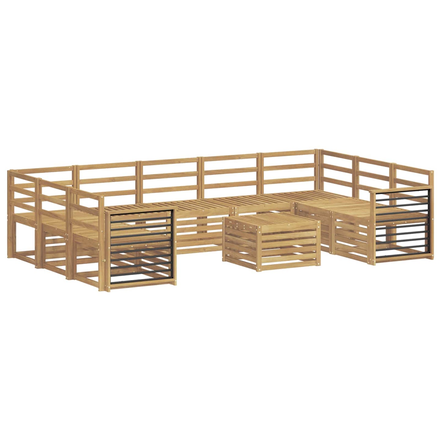 Utendørs sofa-sett 10 pcs Hvit 59 x 59 x 37 cm Solid akasietre