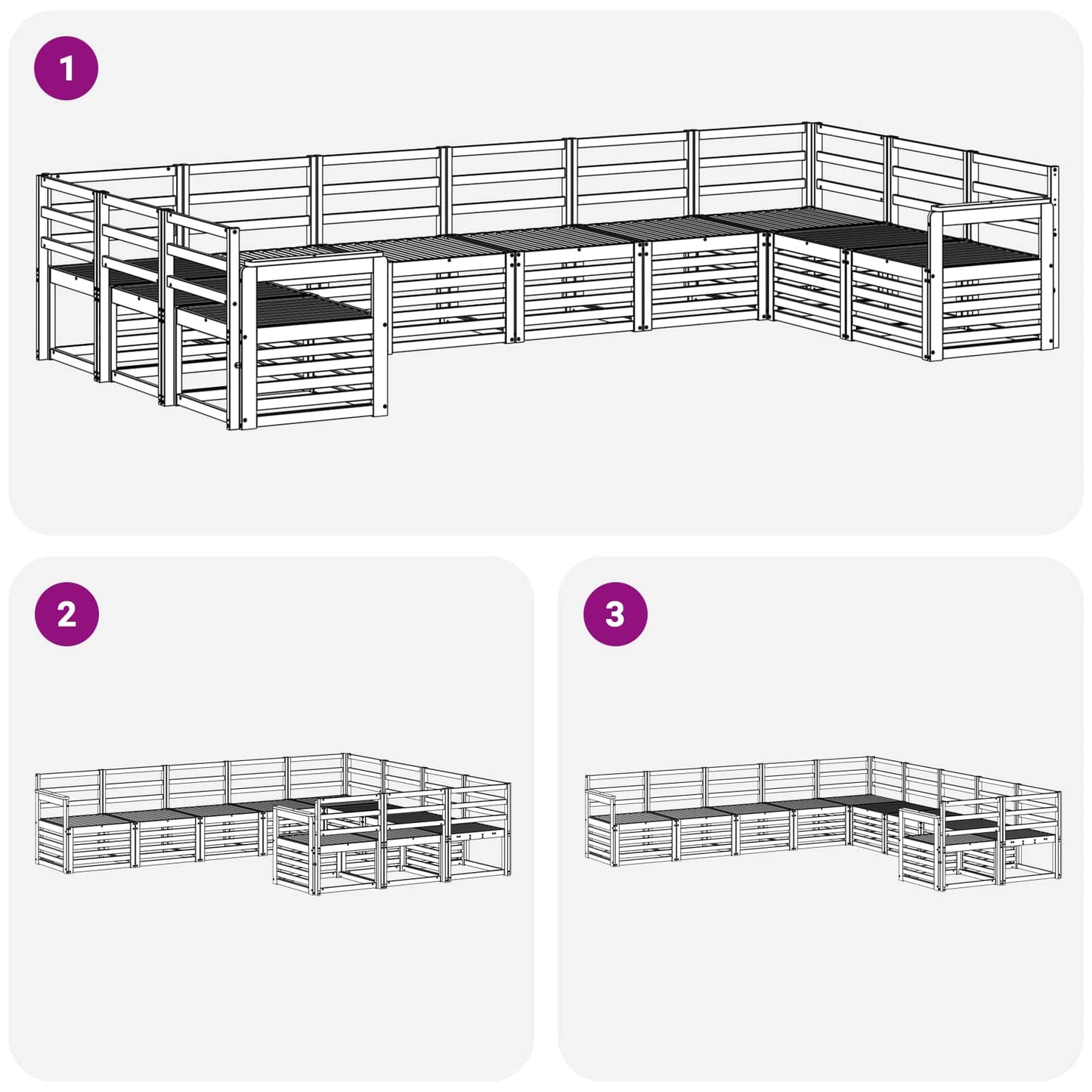Utendørs sofa-sett 10 pcs Hvit 363 x 187,5 x 73 cm