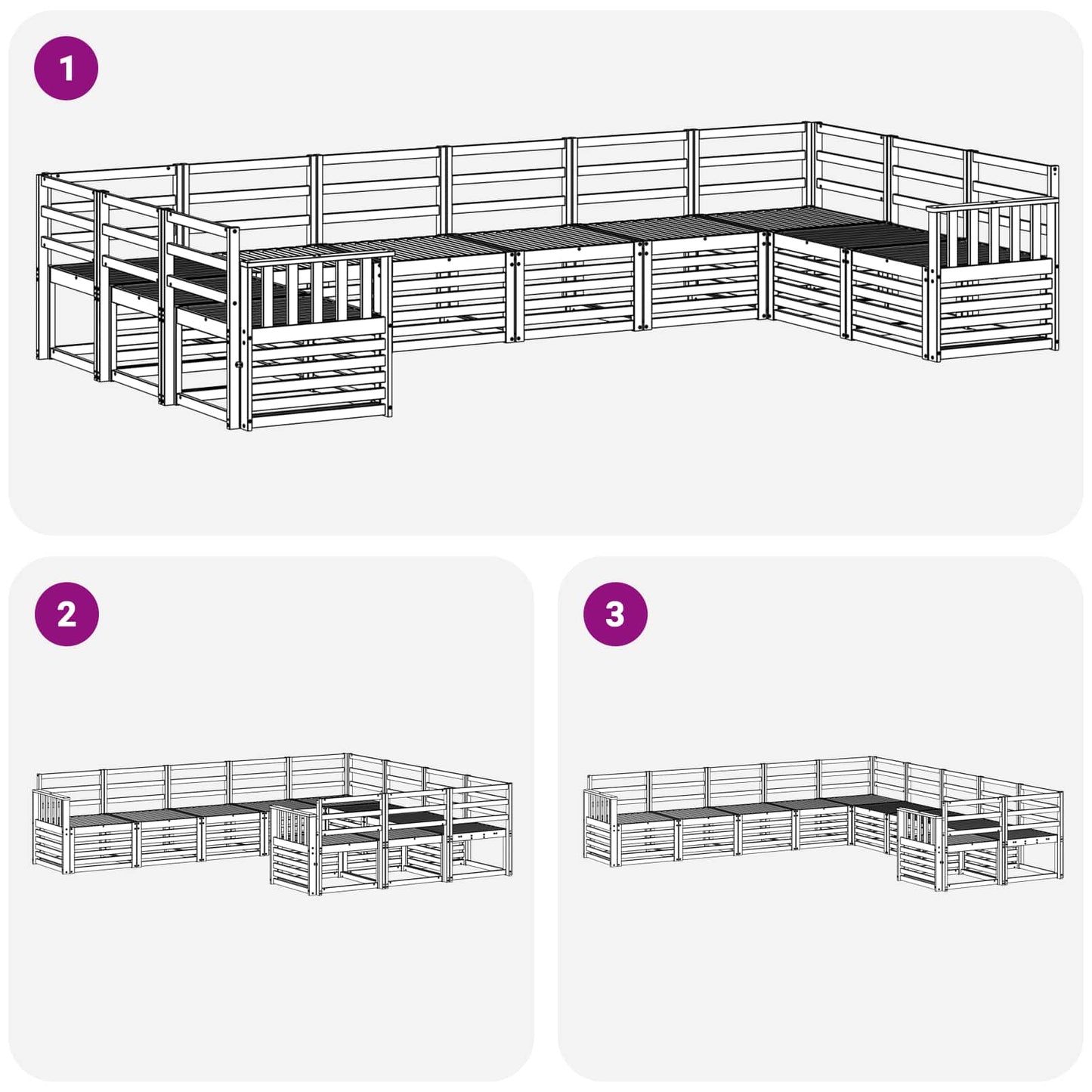 Utendørs sofa-sett 10 pcs Hvit 363 x 187,5 x 73 cm