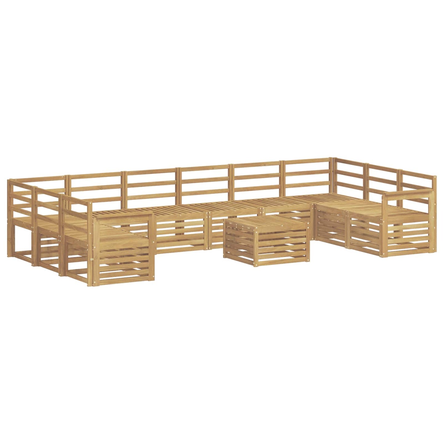 Utendørs sofa-sett 11 pcs Hvit 59 x 59 x 37 cm Solid akasietre