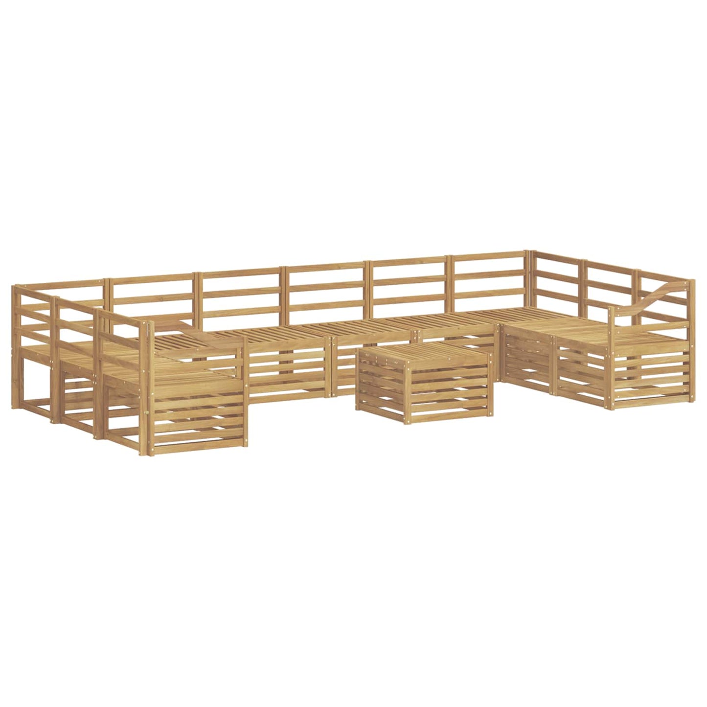 Utendørs sofa-sett 11 pcs Hvit 59 x 59 x 37 cm Solid akasietre