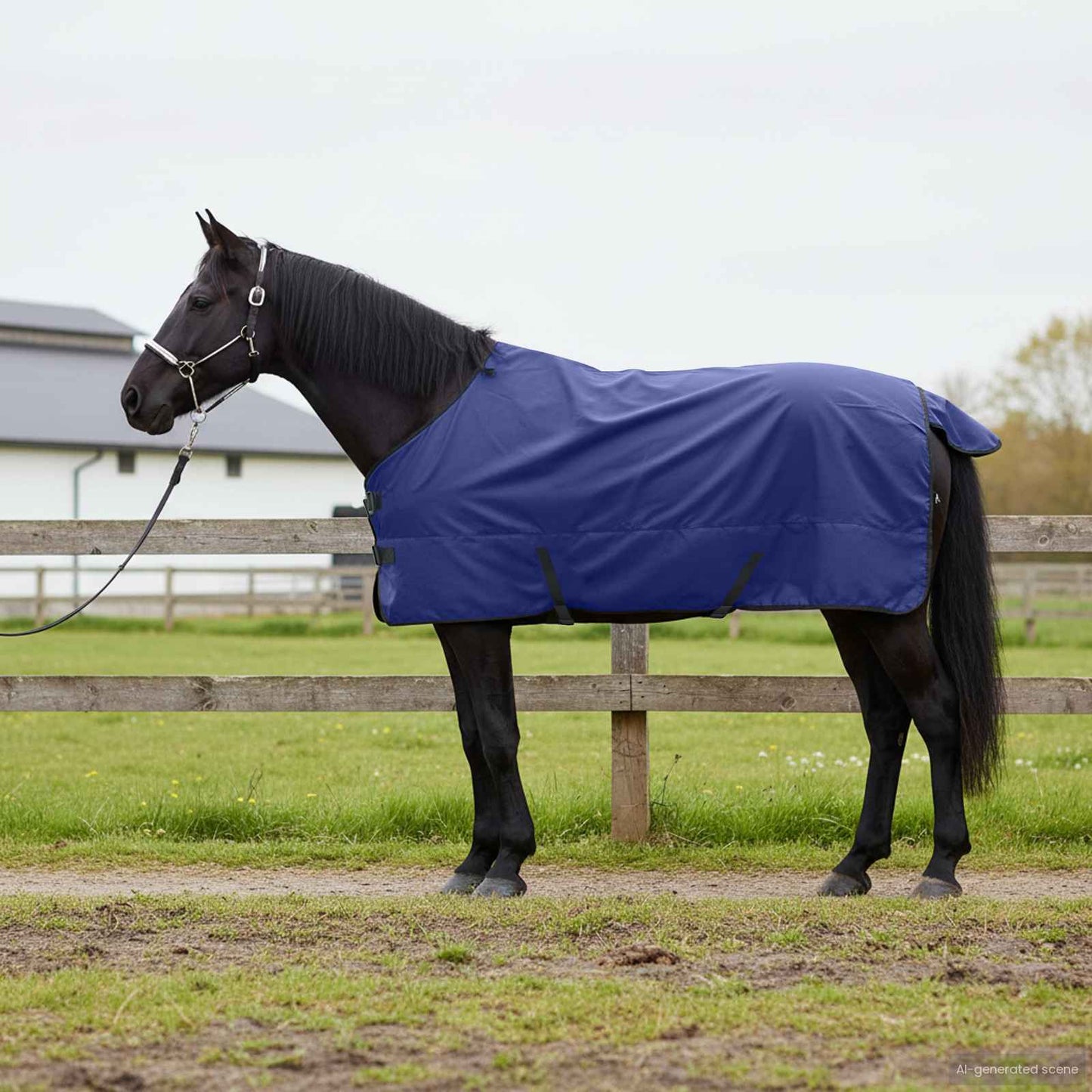 Hestepledd Mørk Grønn og Svart 125 cm Polyester