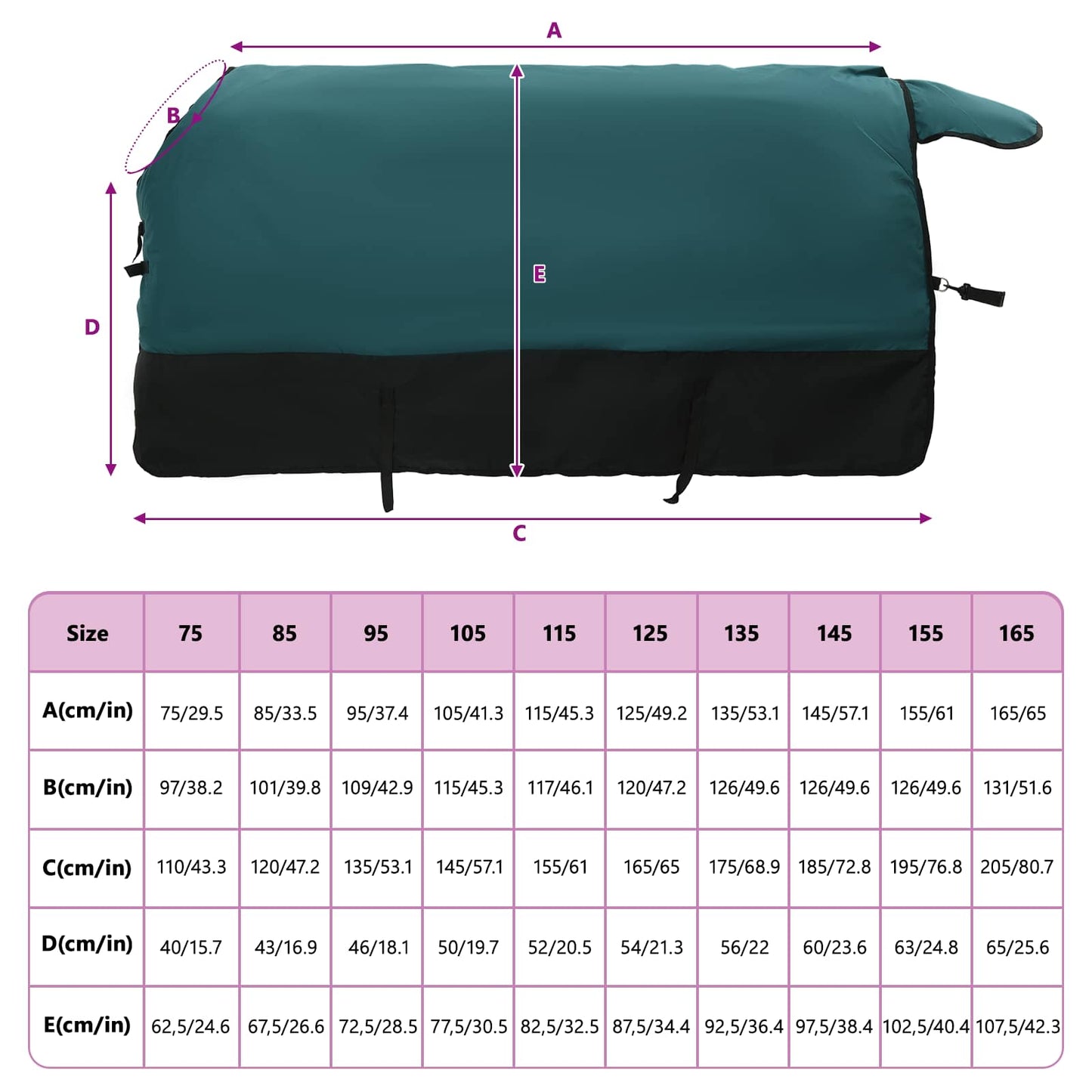 Hestepledd Mørk Grønn og Svart 95 cm Polyester