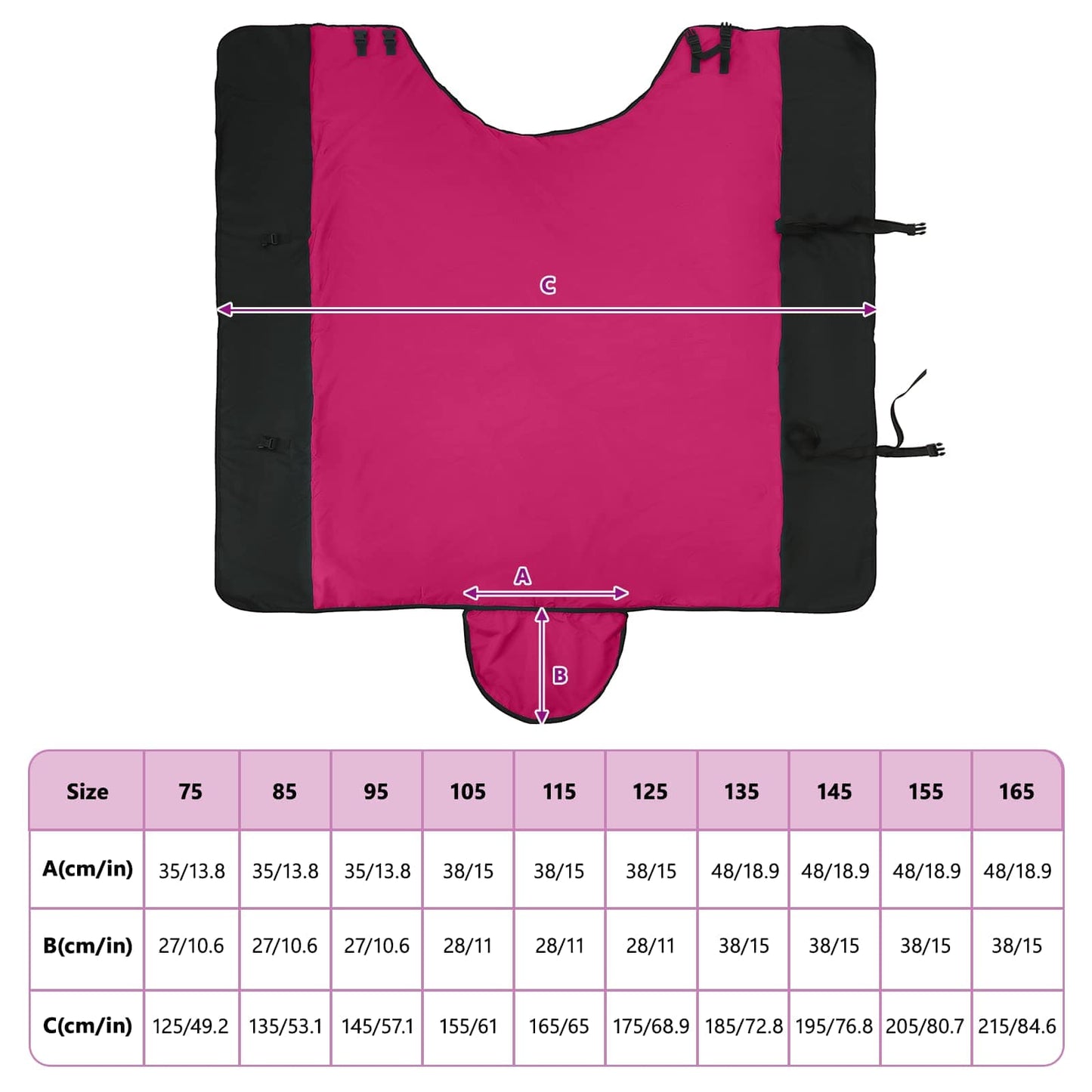 Hestepledd Rosa og svart 75 cm Polyester