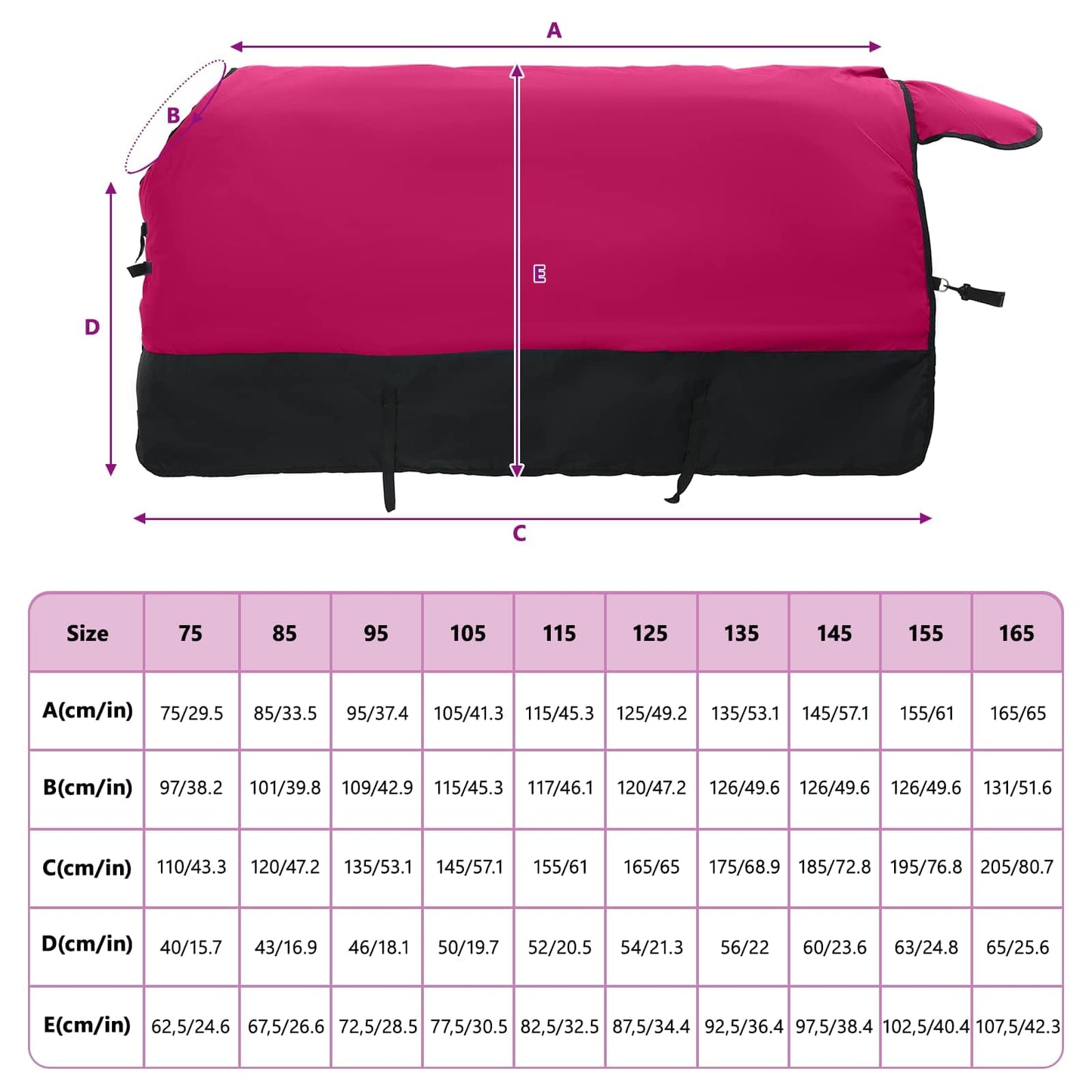 Hestepledd Rosa og svart 105 cm Polyester