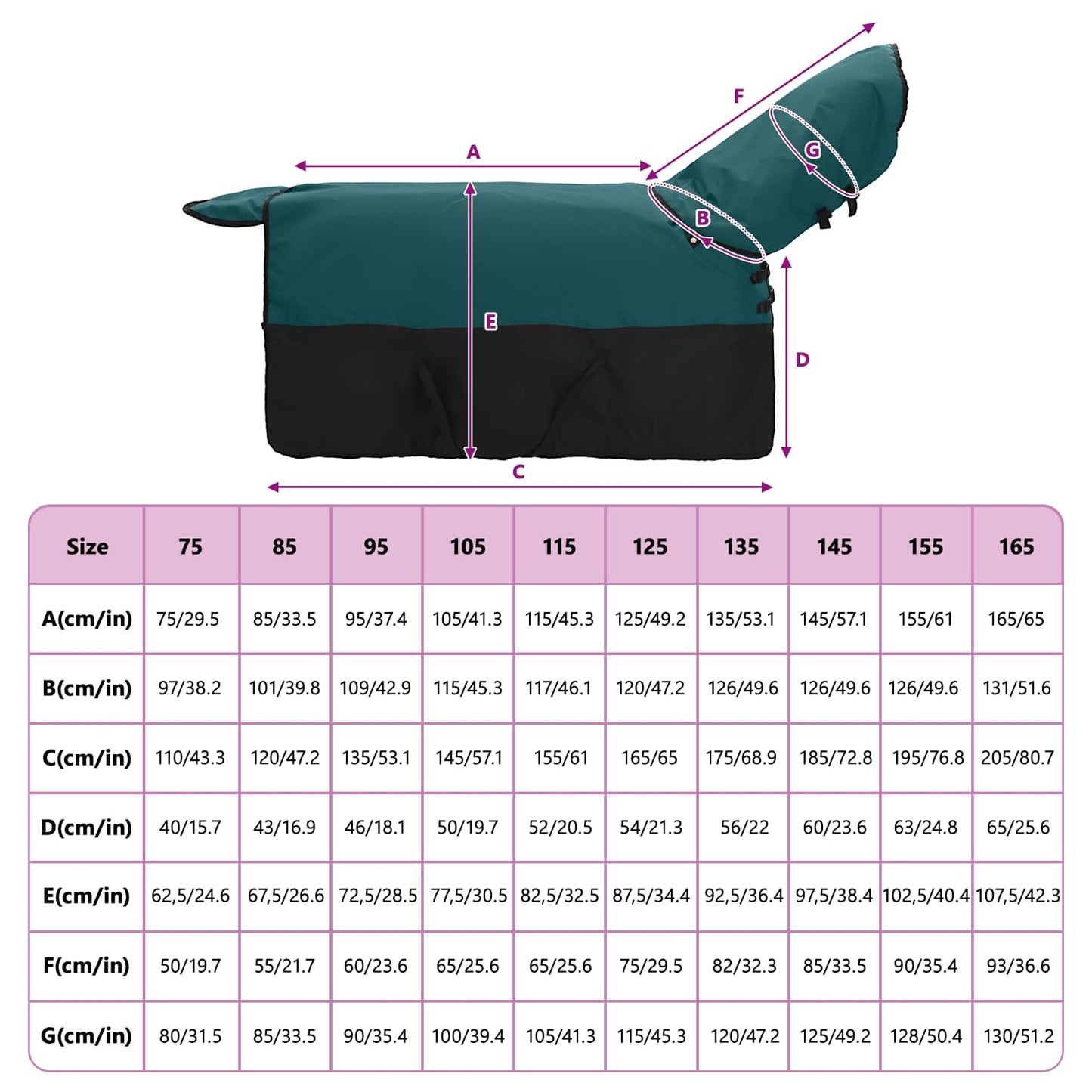 Hestepledd Mørk Grønn og Svart 95 cm Polyester