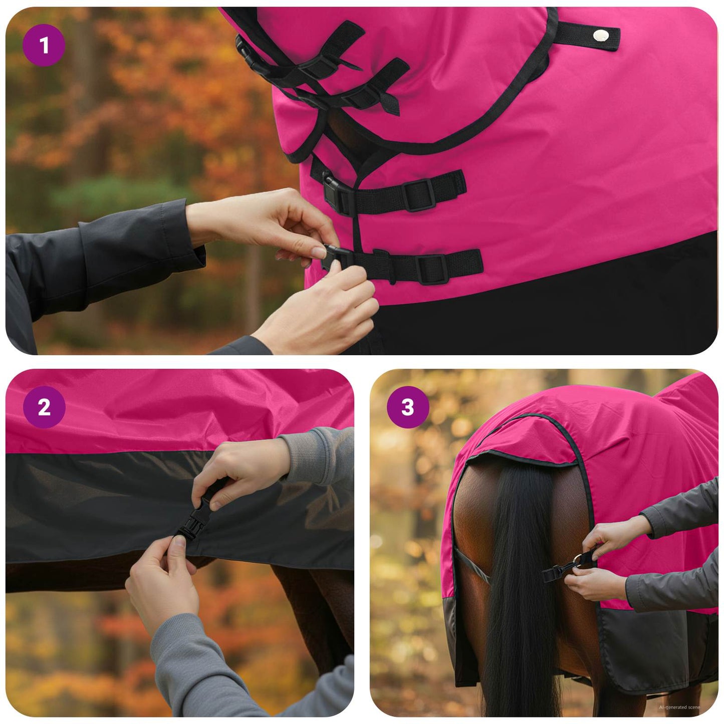 Hestepledd Rosa og svart 105 cm Polyester