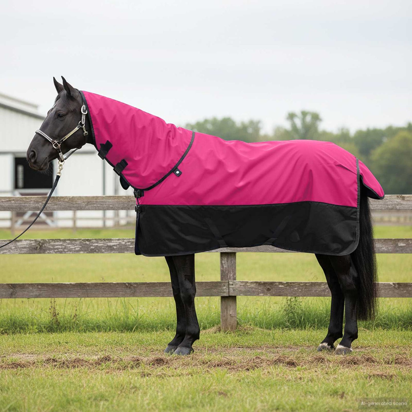 Hestepledd Rosa og svart 105 cm Polyester