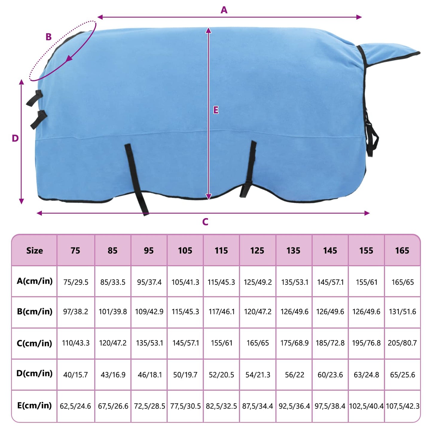 Hestepledd Full aqua 135 cm Polyester