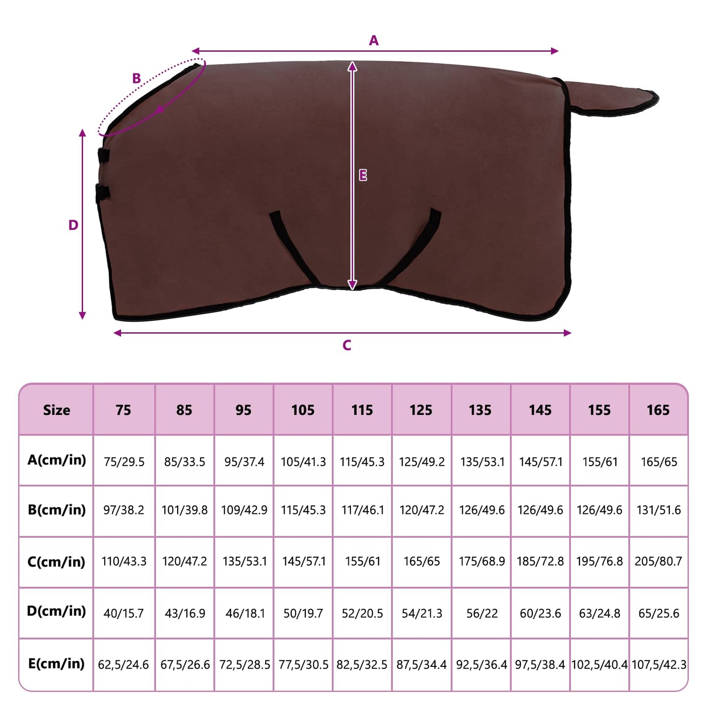 Hestepledd Helt mørk brun Polyester