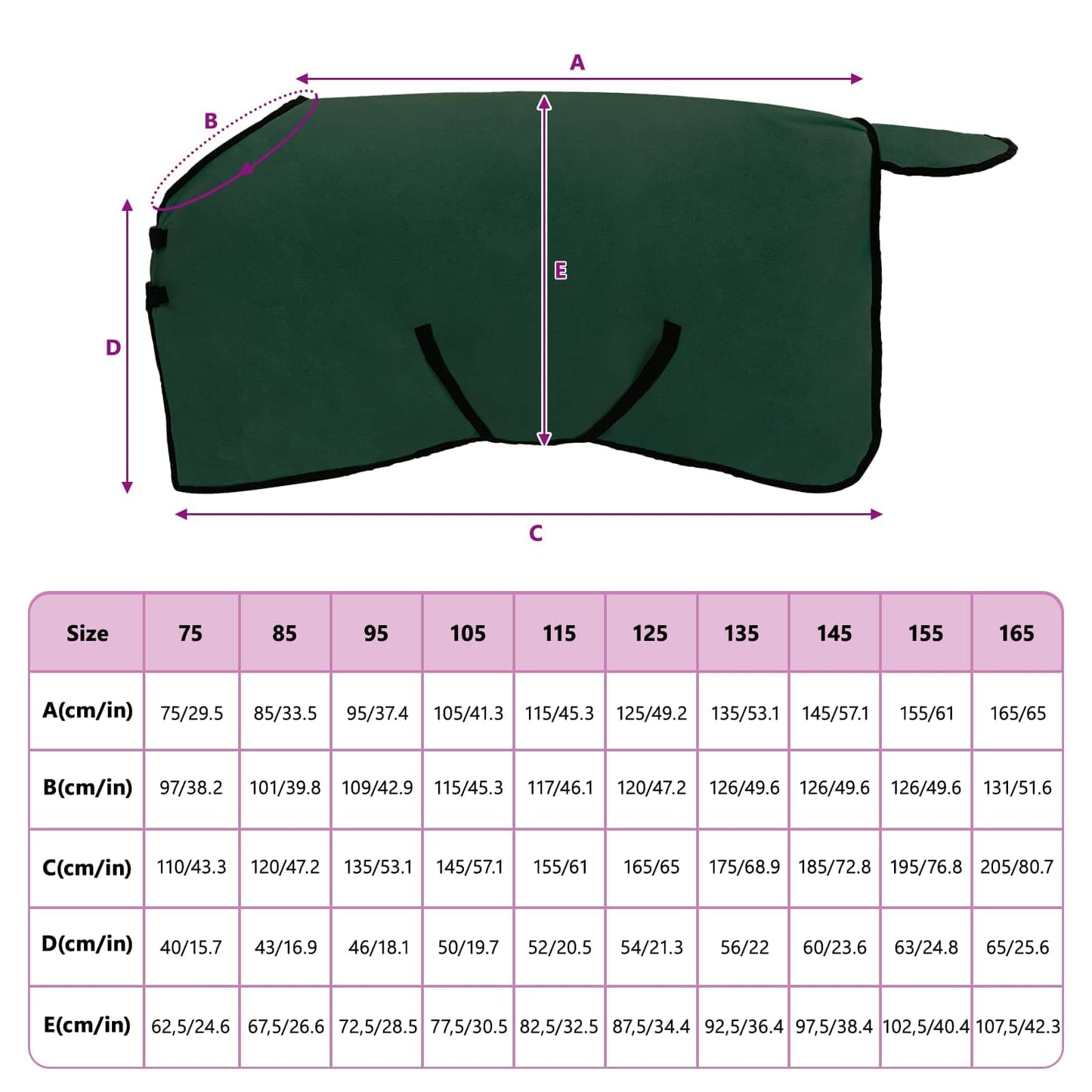 Hestepledd Kraftig mørk grønn 115 cm Polyester