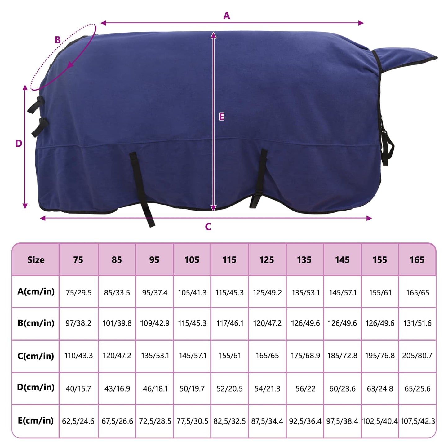 Hestepledd Marineblå 155 cm Polyester