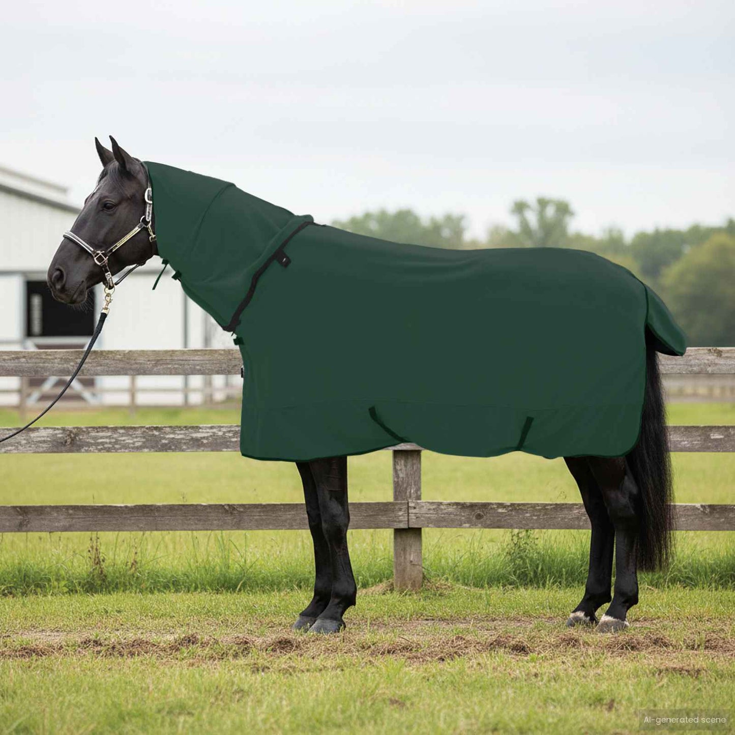 Hestepledd Kraftig mørk grønn 145 cm Polyester