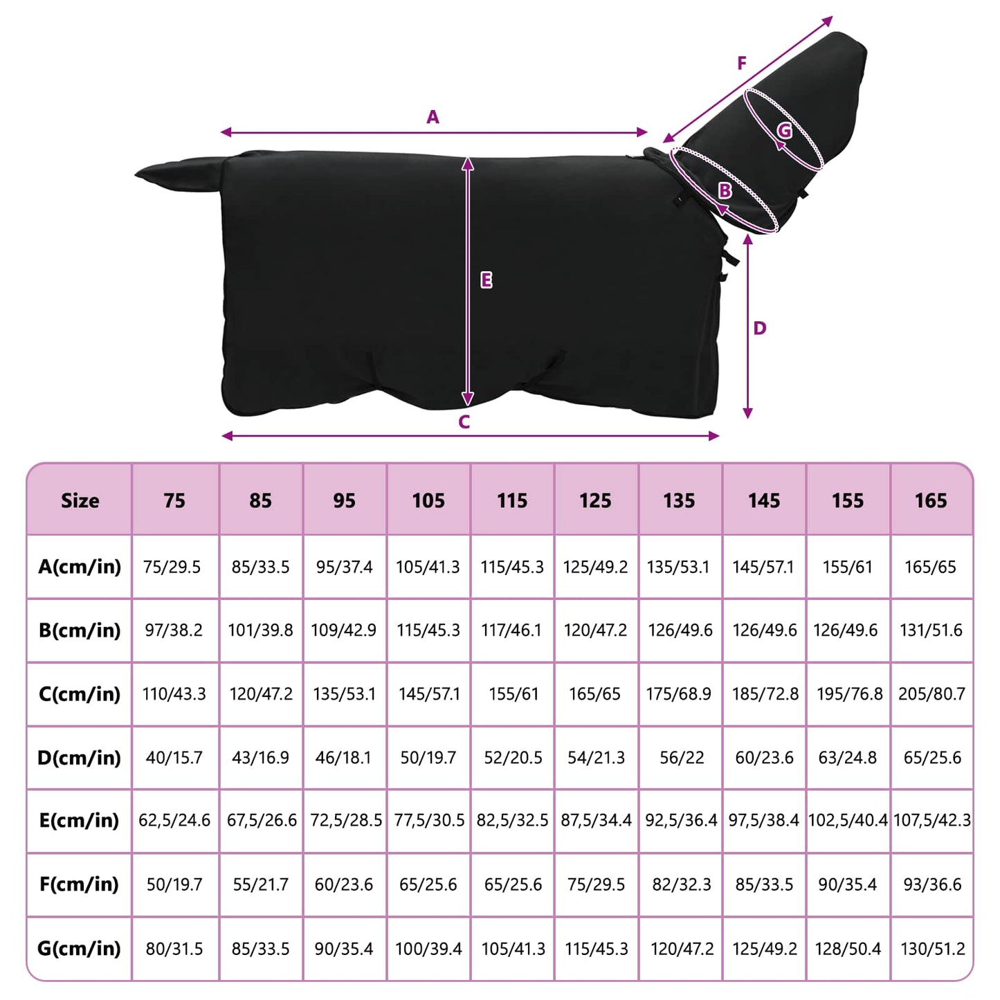 Hestepledd Svart 85 cm Polyester
