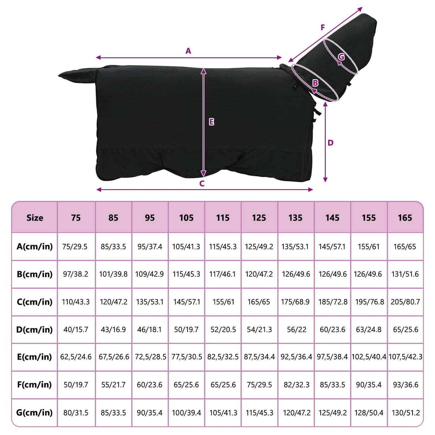 Hestepledd Svart 145 cm Polyester