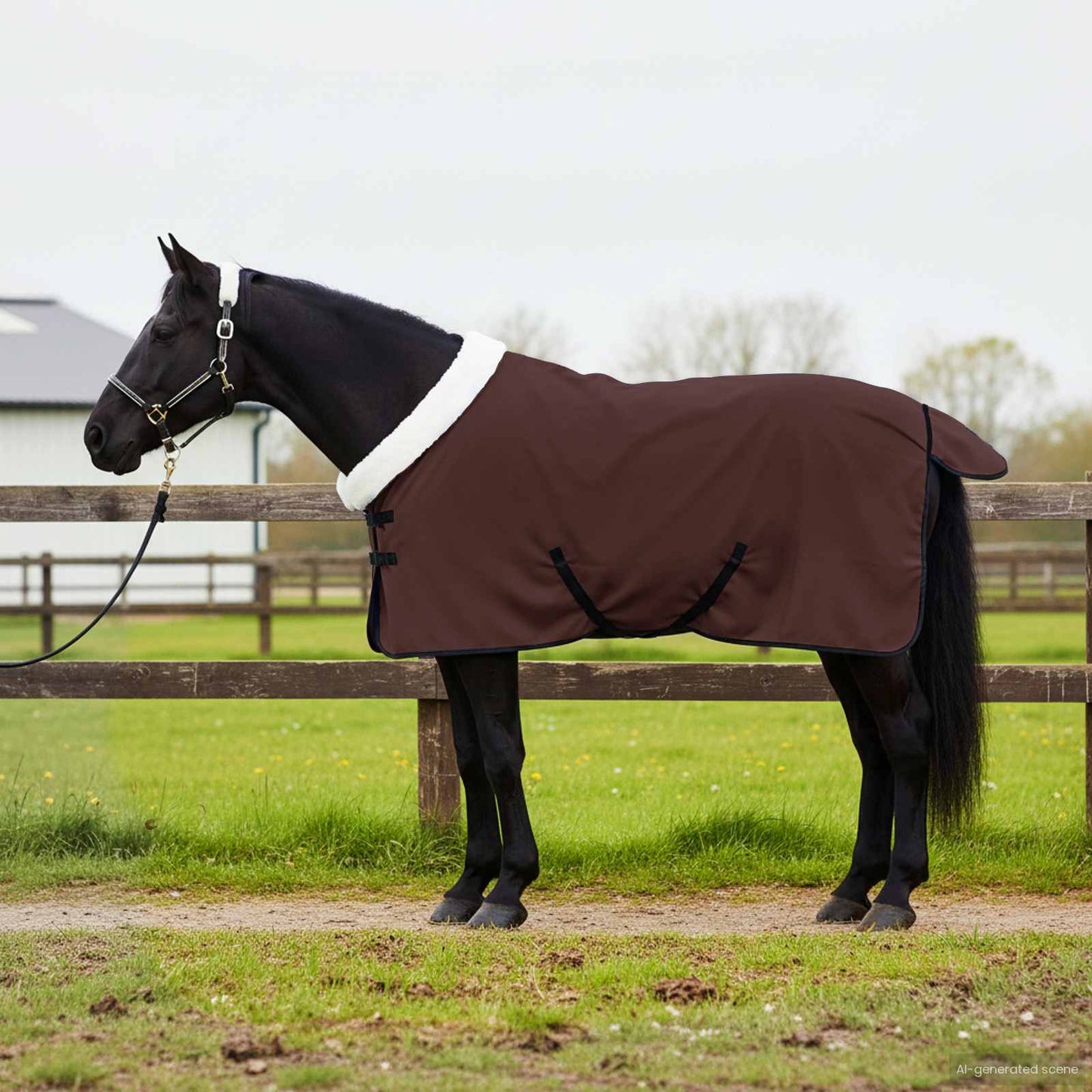 Hestepledd Helt mørk brun 105 cm Polar fleece