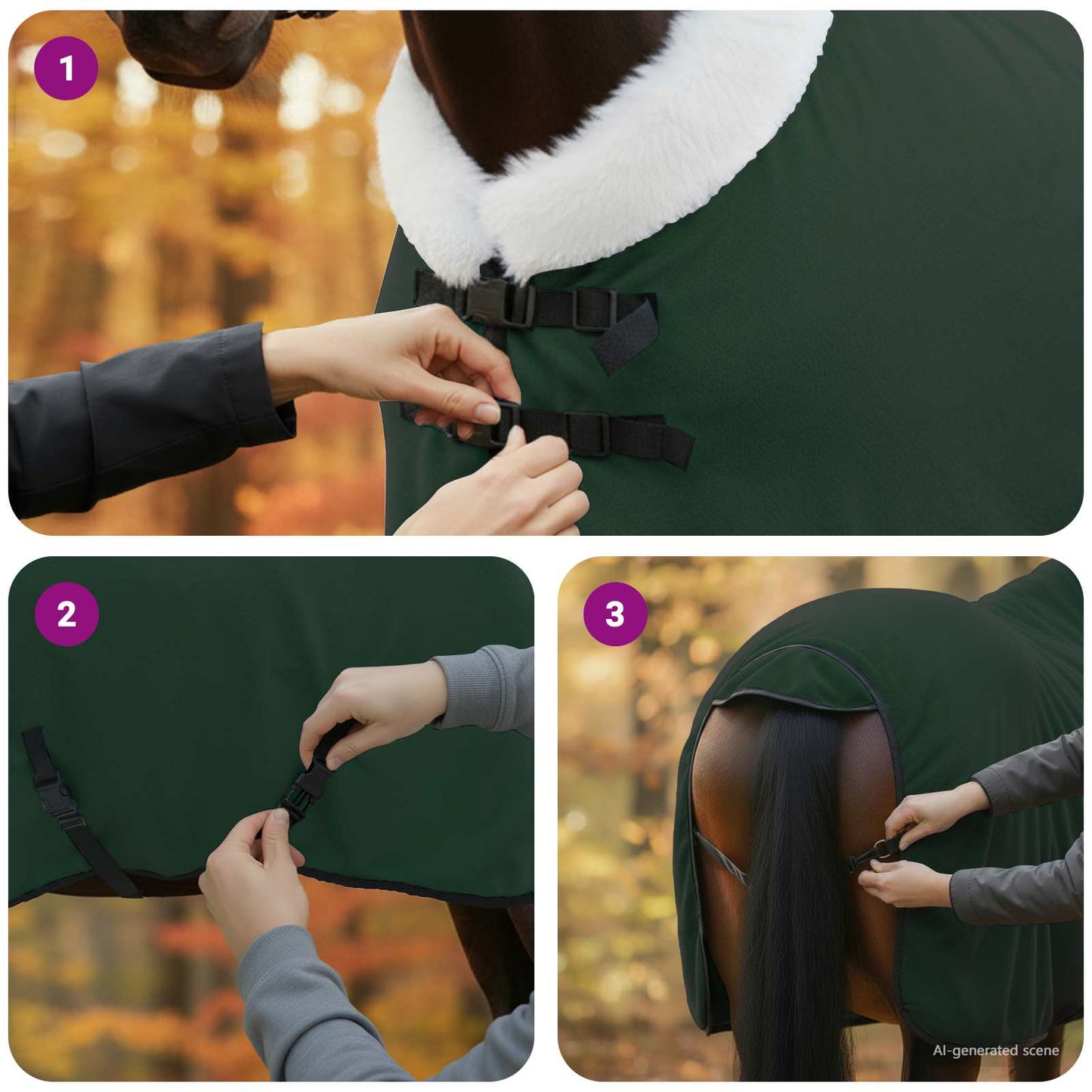 Hestepledd Kraftig mørk grønn 85 cm Polar fleece