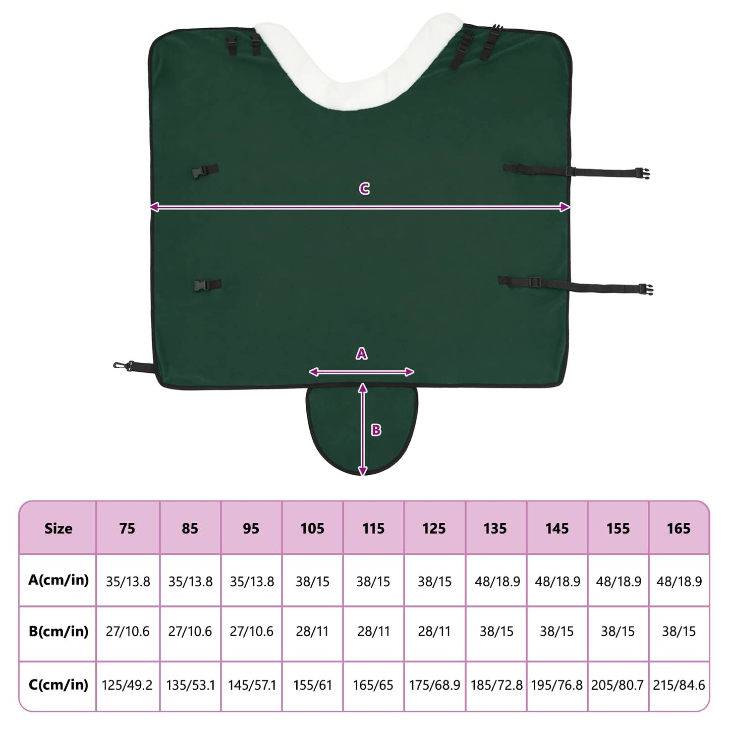 Hestepledd Kraftig mørk grønn 85 cm Polar fleece