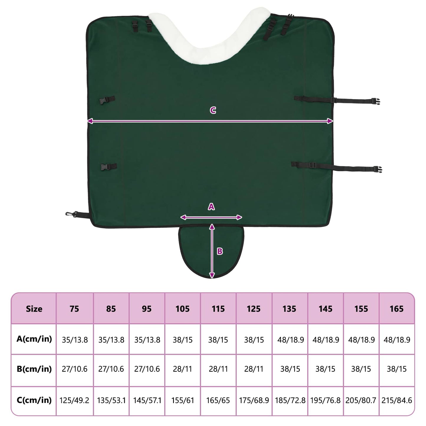 Hestepledd Kraftig mørk grønn 155 cm Polar fleece