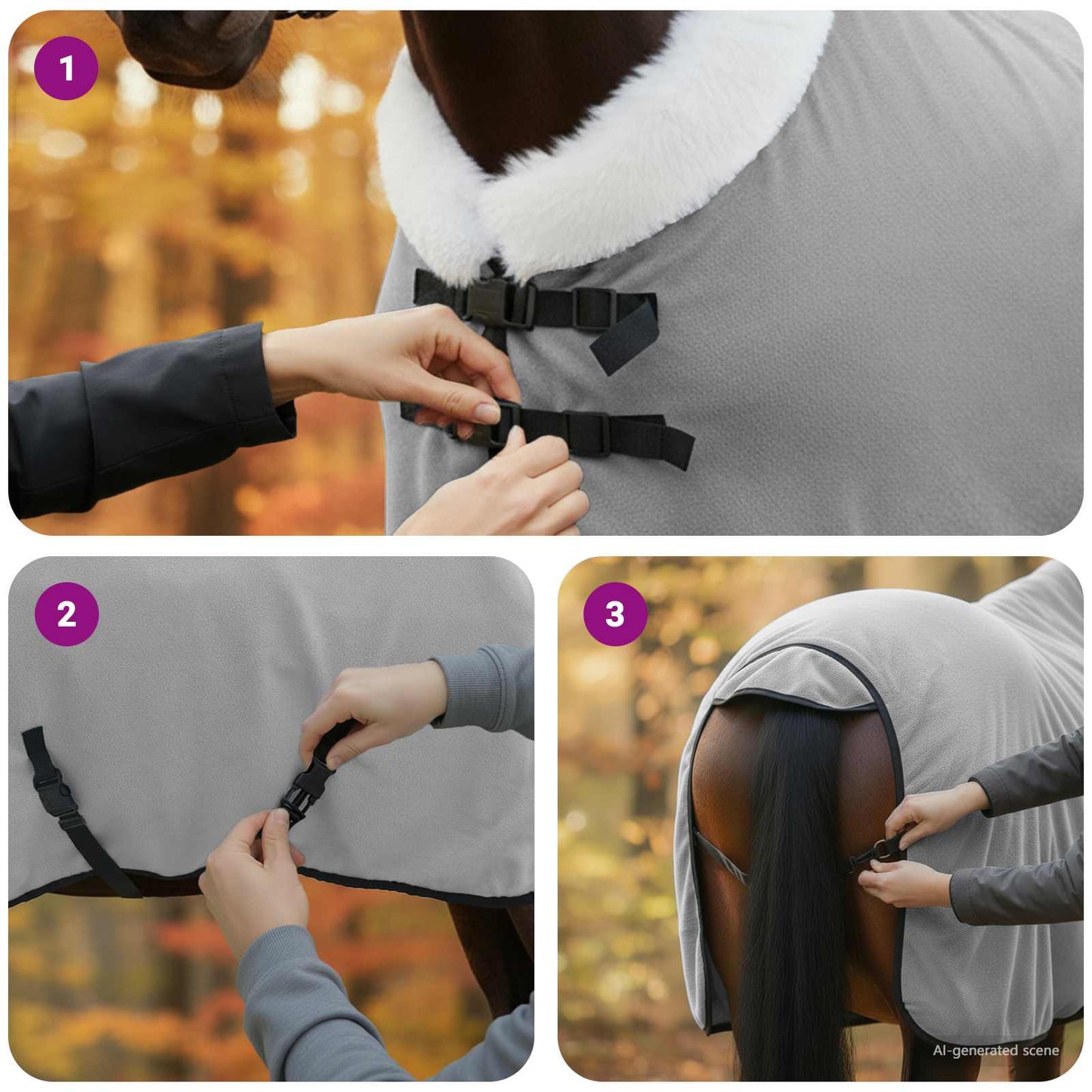 Hestepledd Hel lys grå 75 cm Polar fleece