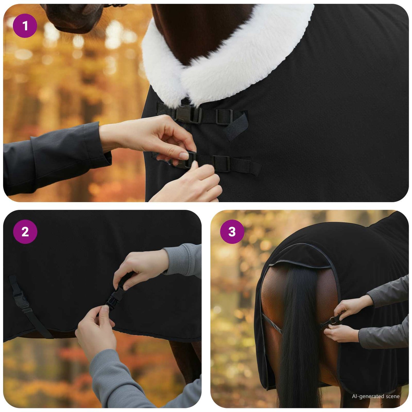 Hestepledd Svart 95 cm Polar fleece