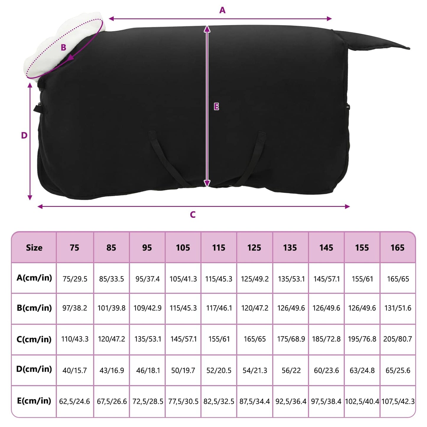 Hestepledd Svart 115 cm Polar fleece
