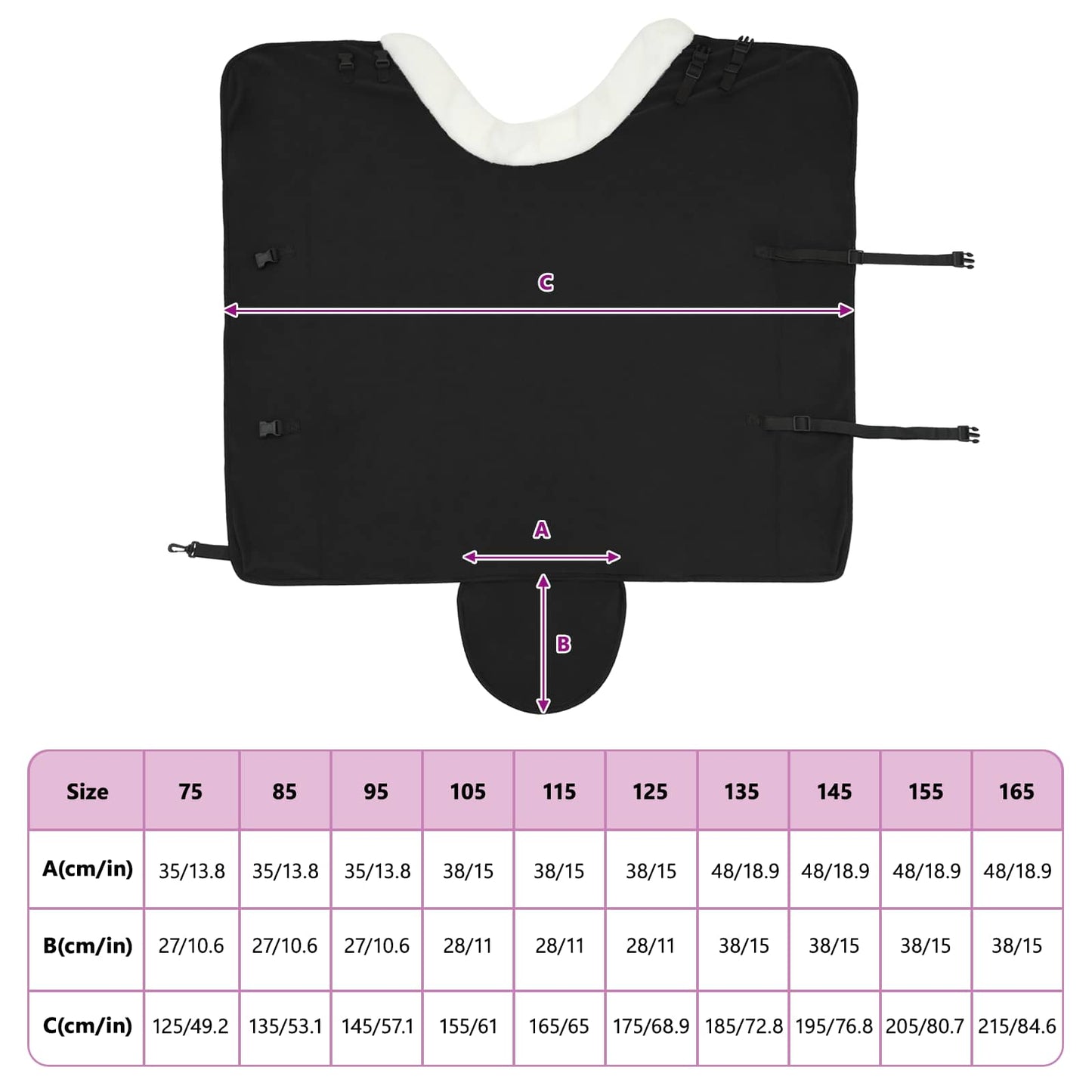 Hestepledd Svart 125 cm Polar fleece