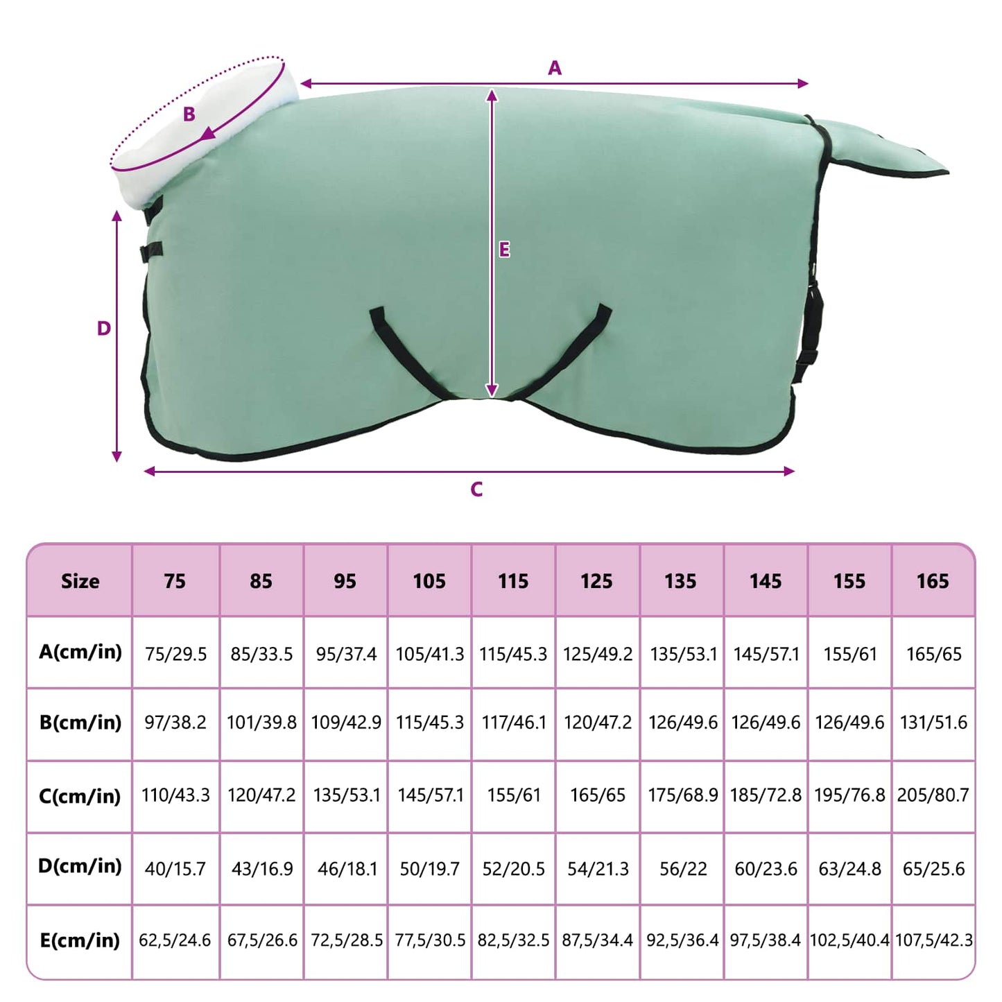 Hestepledd Kraftig mørk grønn 95 cm Polar fleece