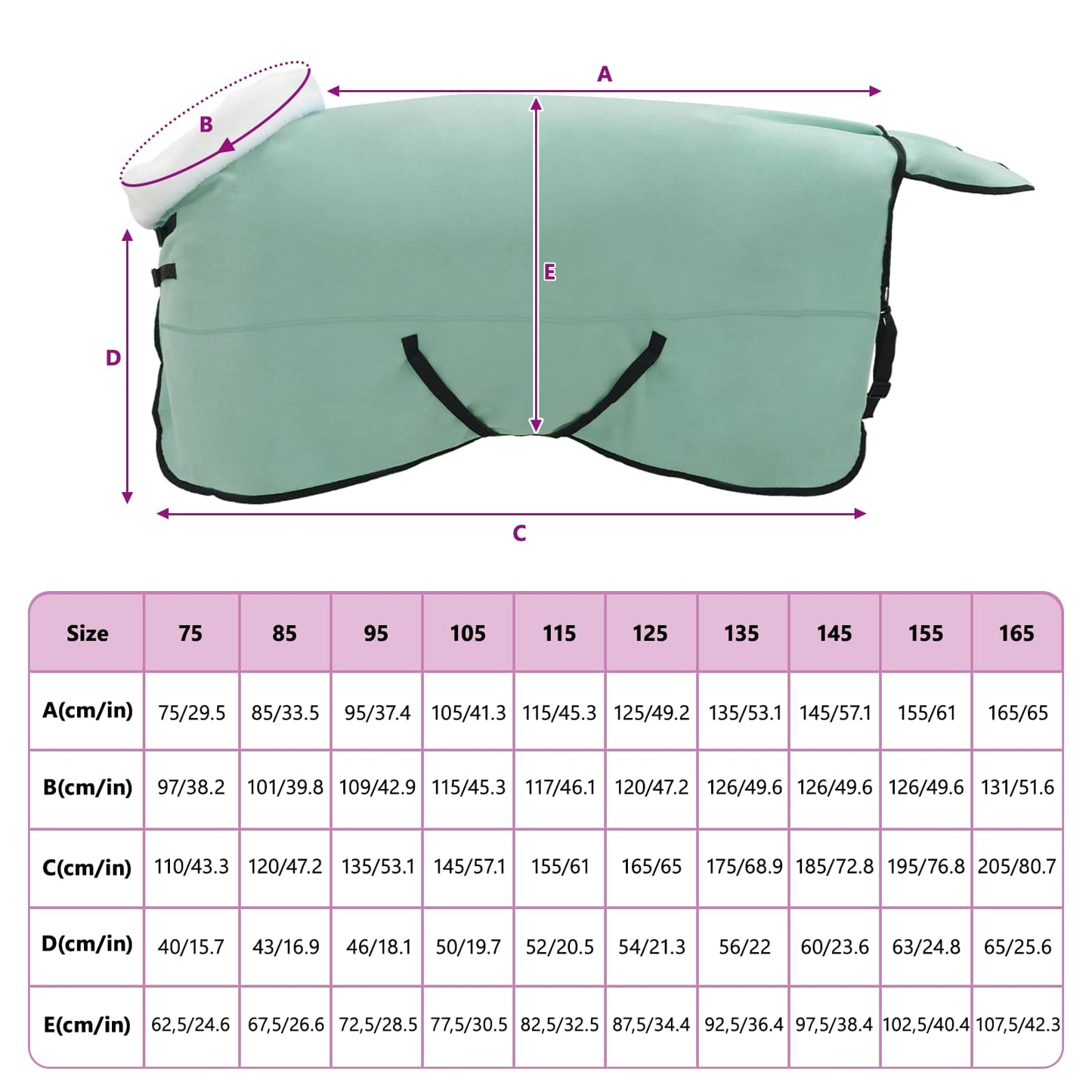 Hestepledd Kraftig mørk grønn 135 cm Polar fleece